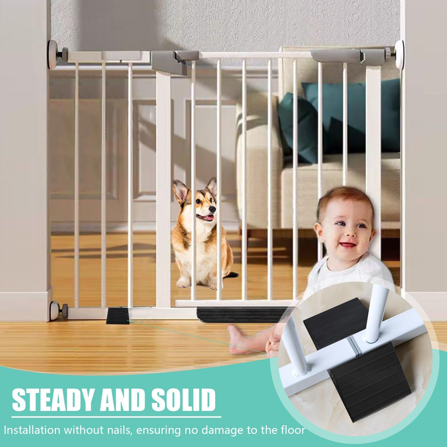 Adjustable Staircase Safety Door, Automatic Closing Pet Door, House Safety First Design, Easy Installation, Indoor Pet Door, No Drilling Pressure Fixing System (76Cm High) image number 2