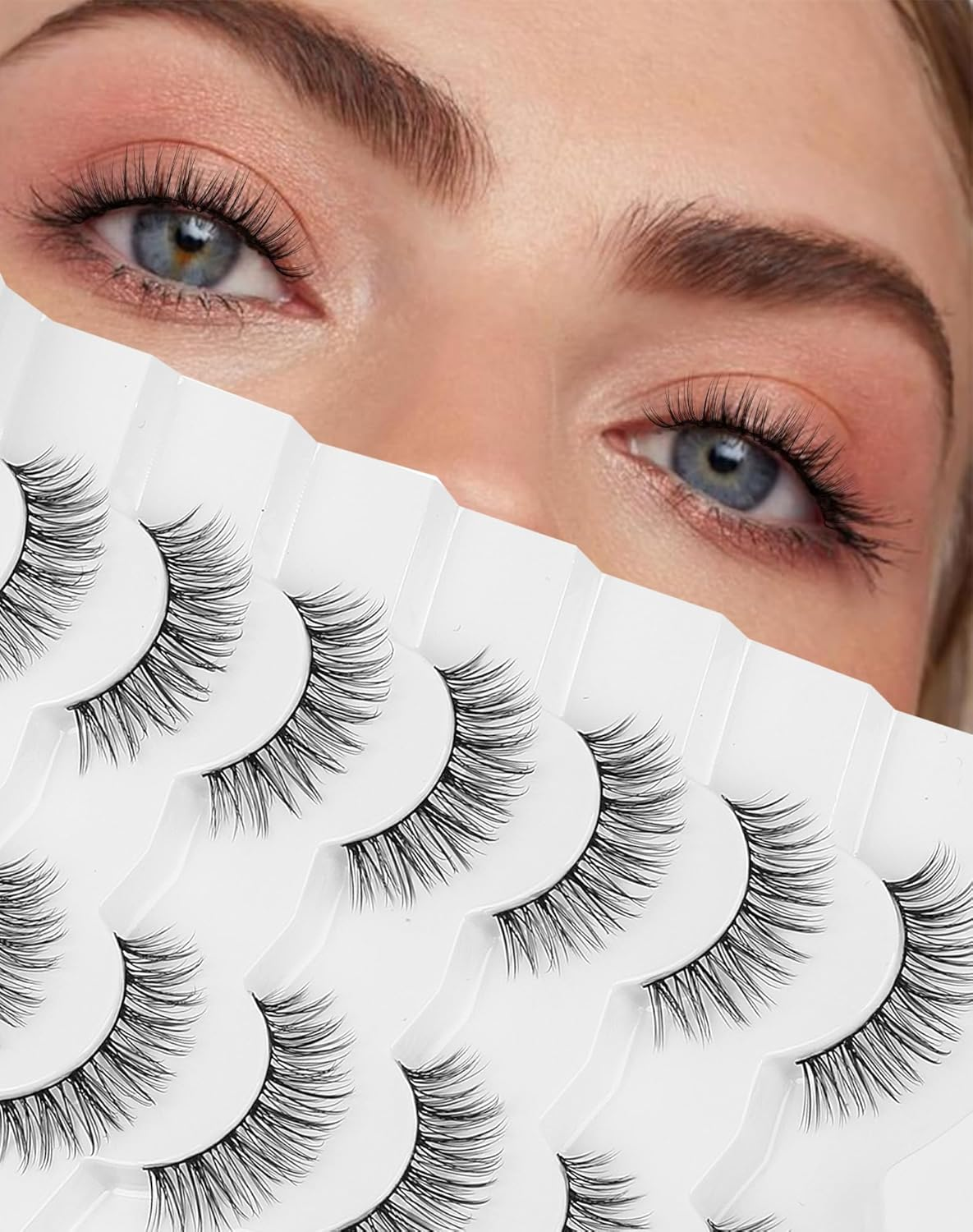 Frihappy Cat Eye Lashes 3/4 Lashes Mink Lashes Wispy Lashes False Eyelashes Natural Look False Lashes 14Mm Lashes image number 3