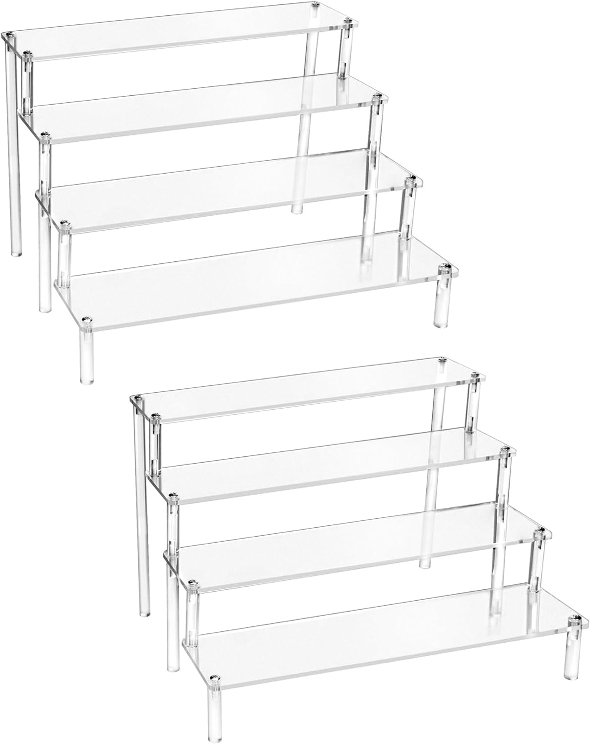 QWORK&reg; 5-Tier Acrylic Display Stand, Transparent Acrylic Display Riser Shelf for Figures, Jewellery, Cupcake, Lipstick, Nail Polish, Spice, 30 X 32 X 25 Cm