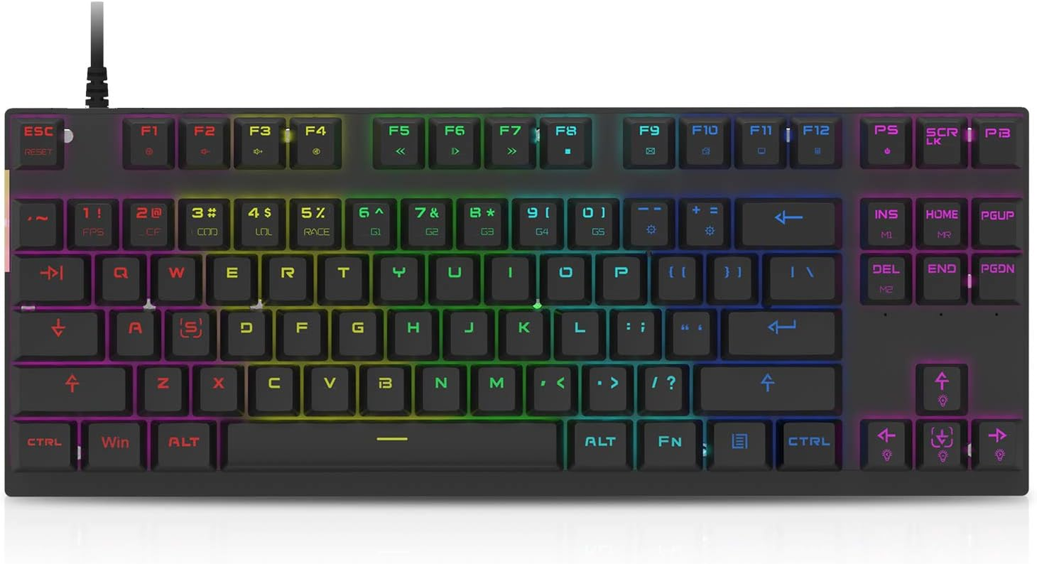 Motospeed Professional Gaming Mechanical Keyboard RGB Led Backlit Wired with Anti-Dust Proof Switches for Gaming Keyboard for Mac & PC (Black, 87 Key Red Switches) image number 2