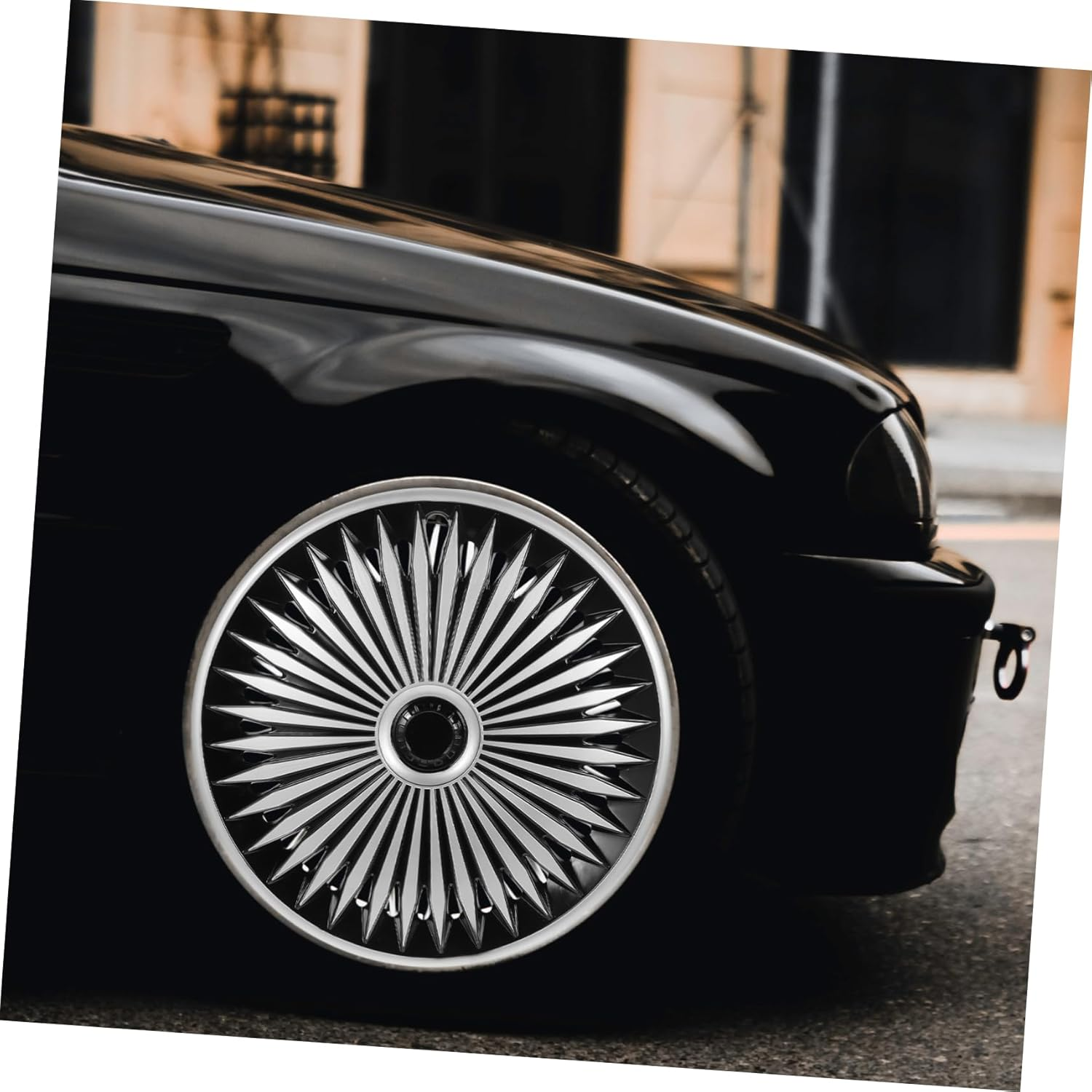Decorative Car Wheel Hub Cover Automotive Rim Protector Easy to Install Silver-Black Hubcap for Vehicle Exterior Enhancement