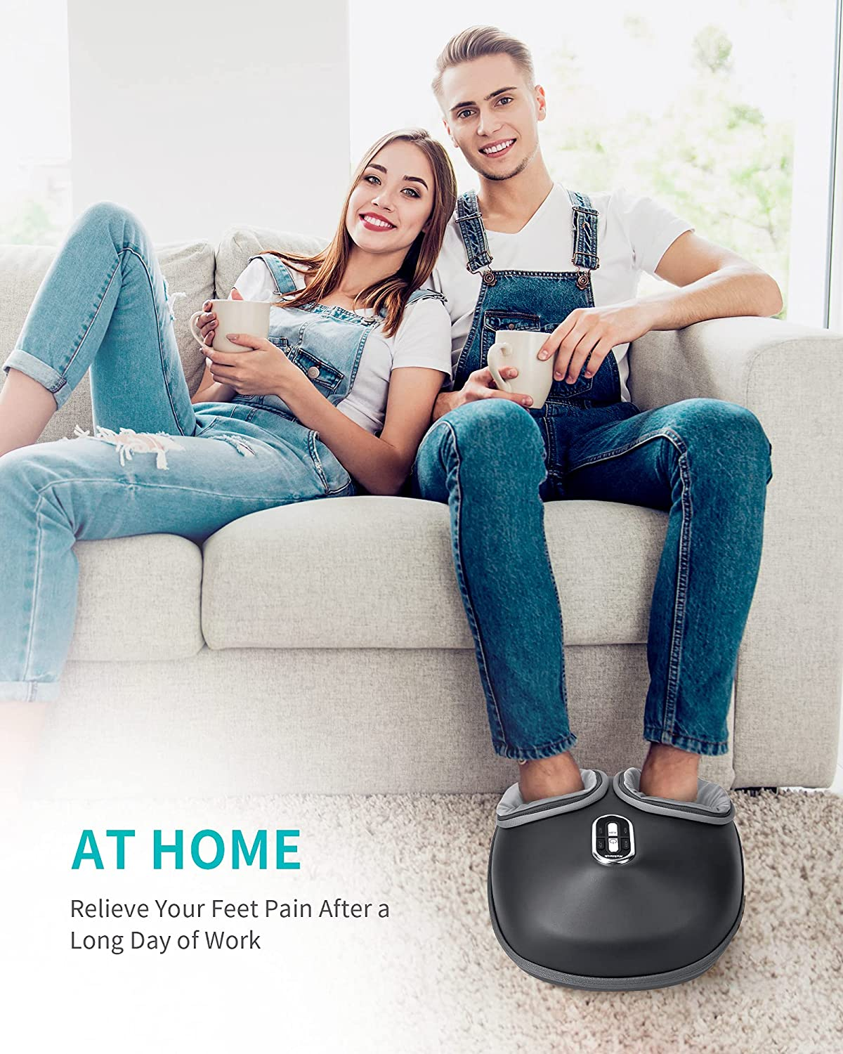 Nekteck Shiatsu Foot Massager Machine with Soothing Heat, Deep Kneading Therapy, Air Compression, Improve Blood Circulation and Foot Wellness,Relax for Home or Office Use(Gray) image number 5