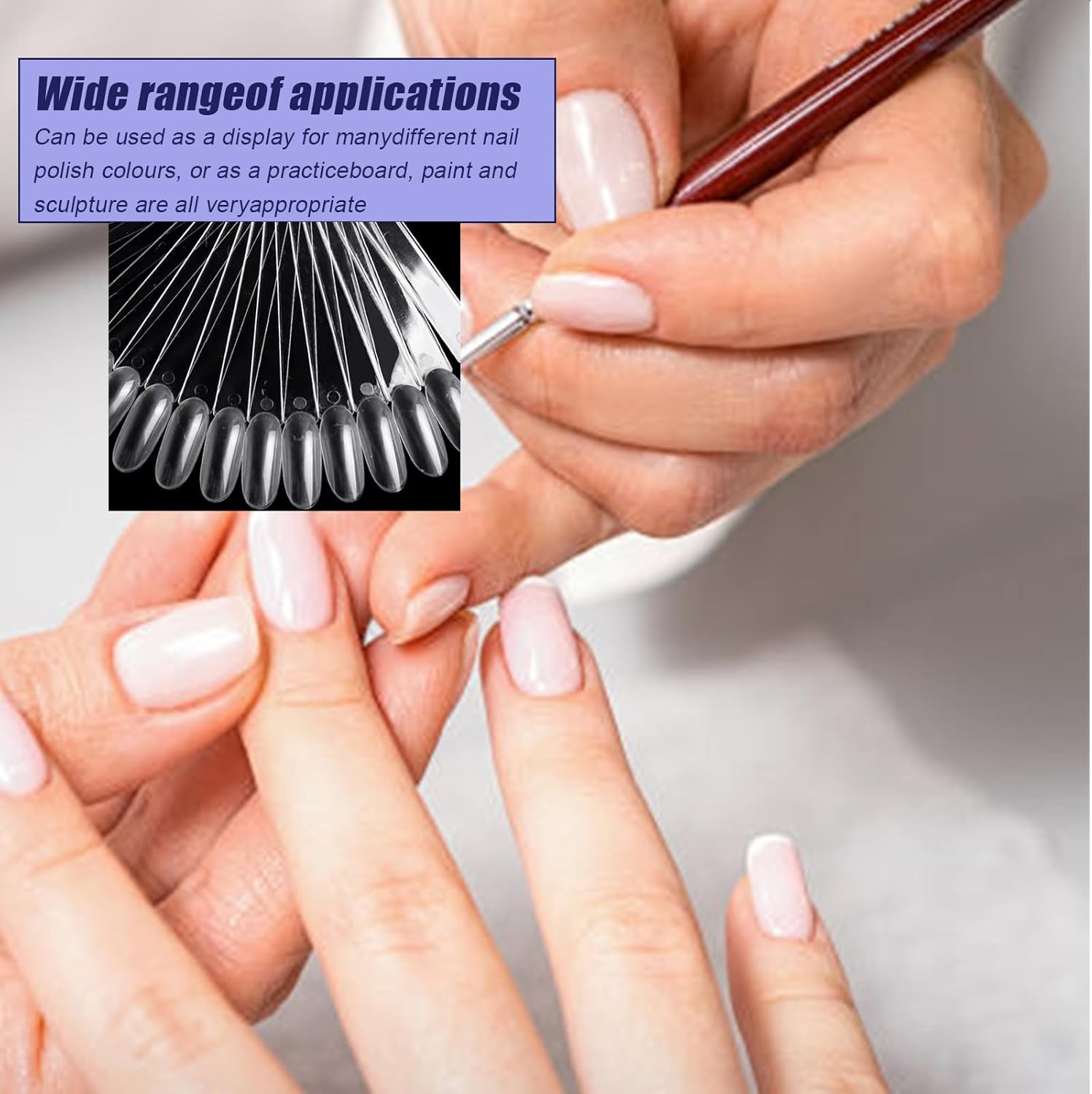 100 Pcs Nail Colour Display Tips, Clear Nail Swatch Sticks, Practice Nails, Nail Swatch, Salon Nail Samples Sticks for Gel Polish, Practice, Tips & Designs (Round Shape)