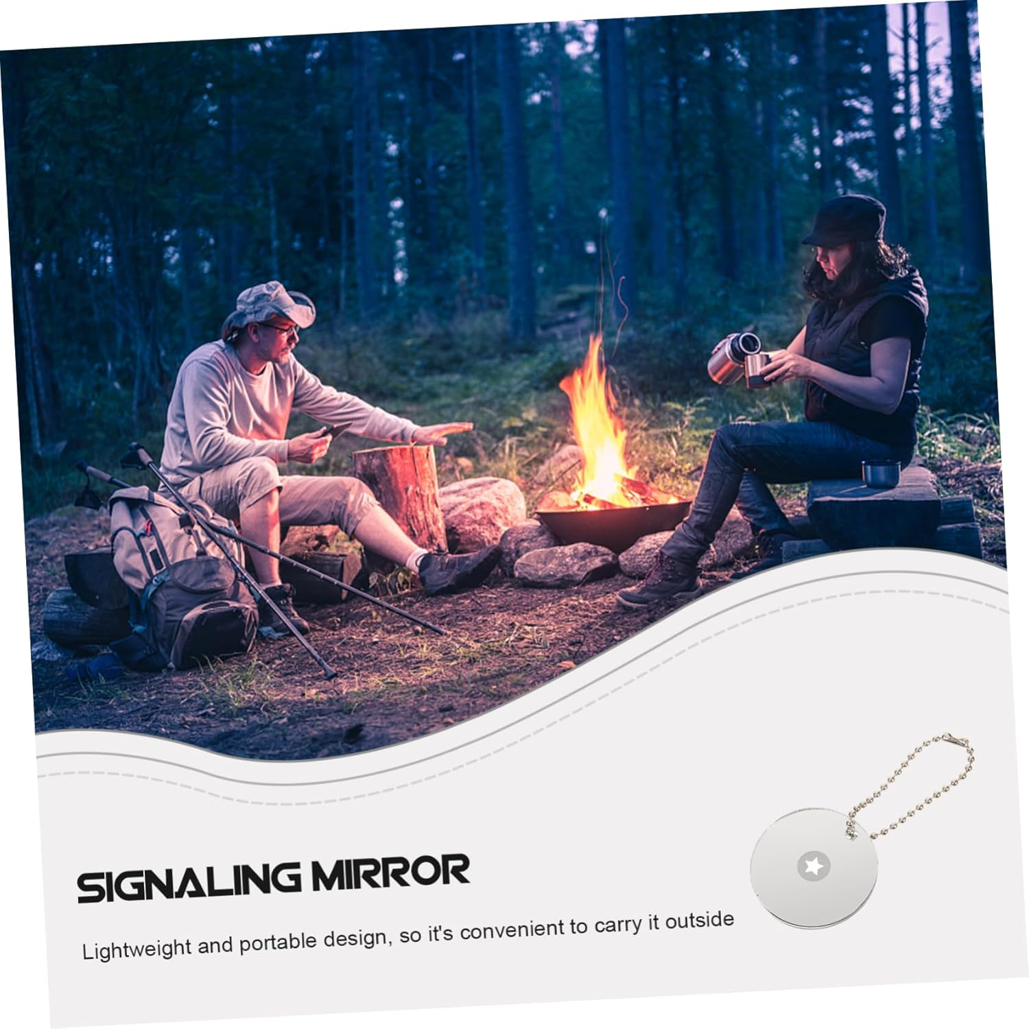Outdoor Survival Signal Mirror Acrylic Lens Emergency Reflective Mirror for Camping Hunting Skiing Multifunctional Signaling