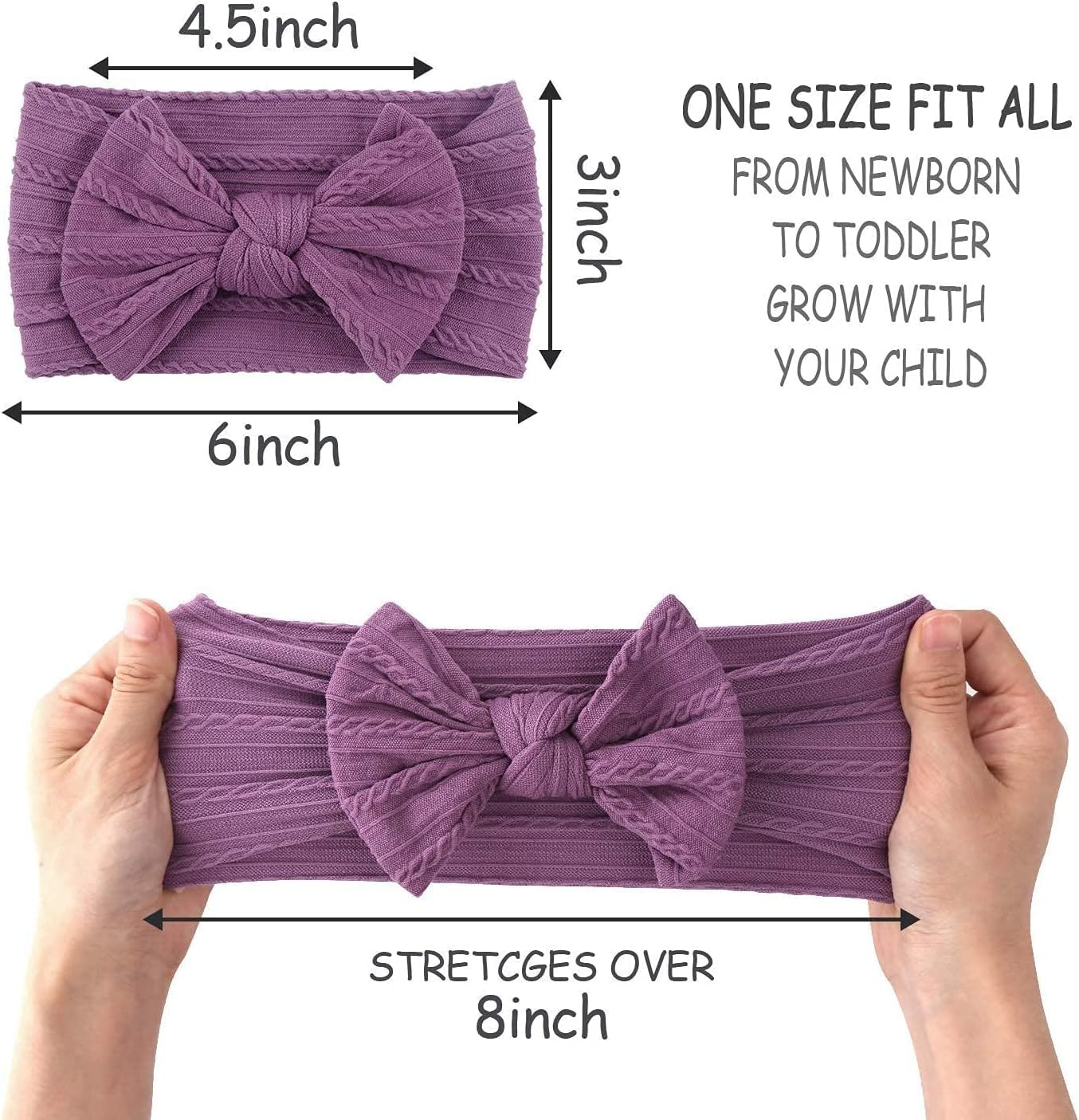 Weyeena Handmade Baby Headbands Stretchy Nylon Headband with Bows for Infant Baby Toddler Girls- Pack of 8 image number 3