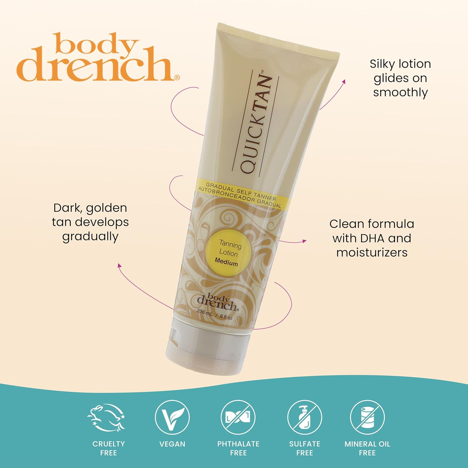 Body Drench Quick Tan Gradual Tanning Lotion, Medium, 8 Ounce - Dark image number 4