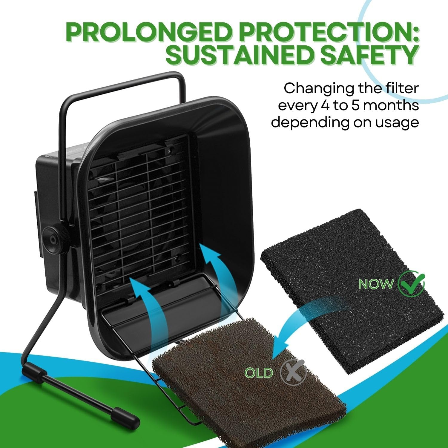 Flexzion Activated Carbon Solder Fume Extractor Filters, Fan Smoke Absorber Filter Replacements Square (5 Pack), Compatible for Flexzion 493, Valtcan 493 496 FA-400 Series Models image number 2