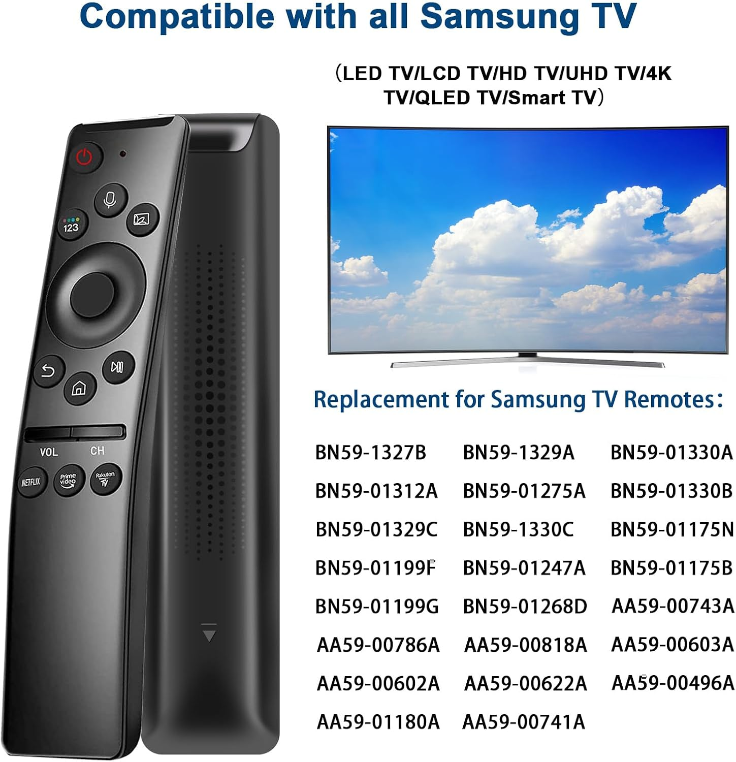 New Replacement for Samsung TV Remote Control, BN59-01259B BN59-01259E BN59-01260A BN59-01292A Remote Control for Samsung Smart TV, No Setup Works with Smart 4K Ultra LED HDTV 6 Series 7 Models image number 2