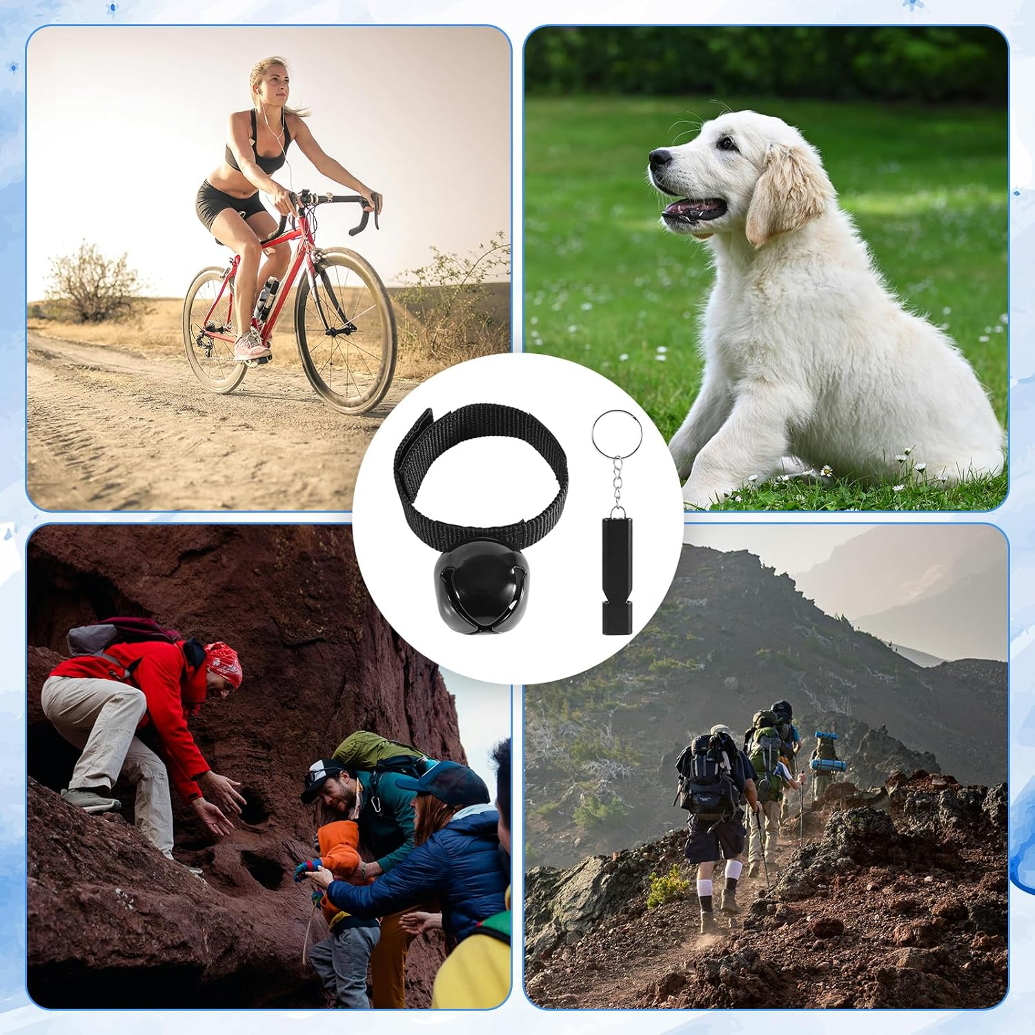 Bear Bells with Whistle, Loud Bear Bell Emergency Whistle Bear Bells Carabiner for Hiking Camping Outdoor Fishing Climbing Mountain image number 2