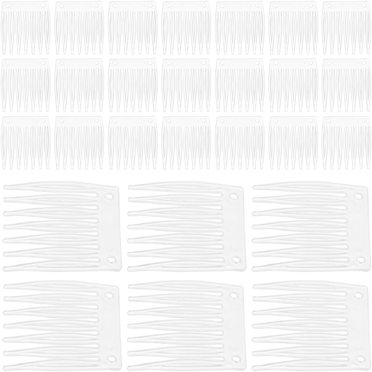 Minkissy 100Pcs 7-Tooth Mesh Cap Comb Black Wig Combs Wedding Veil Hair S U Shape Clip Hair Extension Clips Wig for Making S Clips Plastic Fork Delicate image number 6