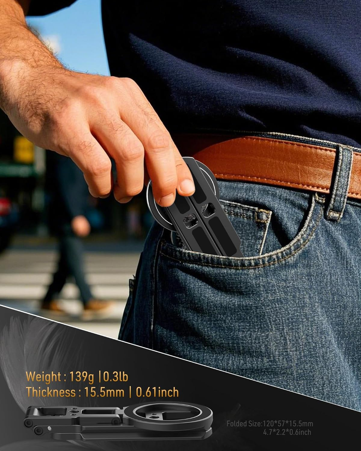 MOSENVKA Dual Magnetic Phone Tripod Foldable Double Magnet Mount Pocket Cell Phone Stand for Iphone 16/15/14/13/12 plus Max for Ipad Travel Gym Magnetic Tripod [US Patent Registered]