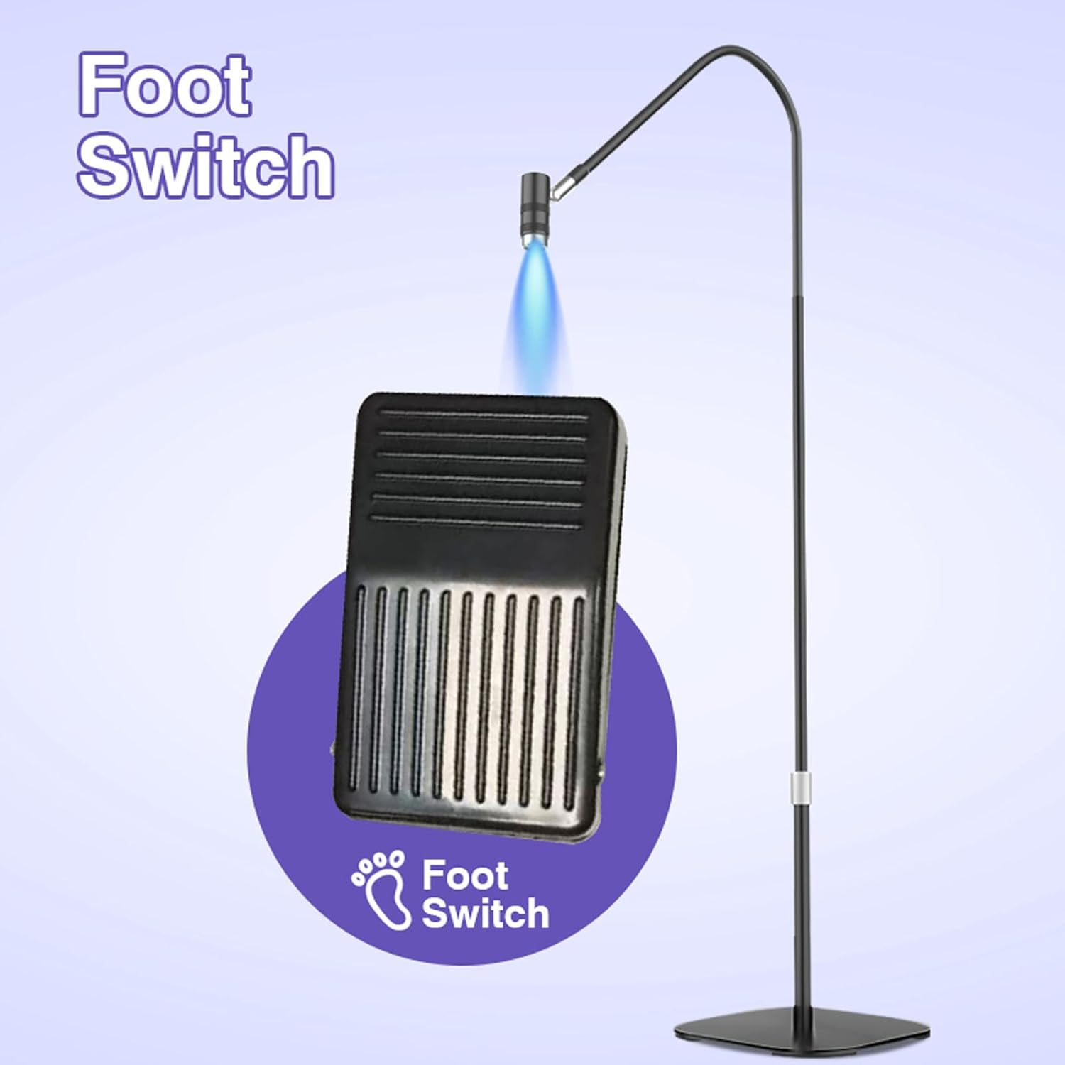6W UV Nail Lamp with Foot Pedal, LED Floor Lamp Fast Curing Nail Dryer, for Salon & Home, 5 Levels Dimming image number 3