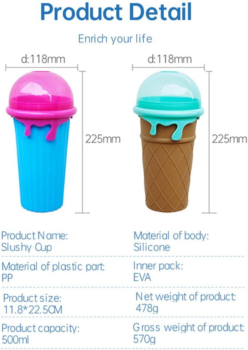 Slushie Cup (Large Capacity), TIK TOK Slushy Maker Cup Frozen Magic Squeeze Fast Homemade Milk Shake Slushy Smoothie Ice Maker, Cool Stuff Tiktok Trend Items - Ice Cream Maker Cup (BLUE) image number 6