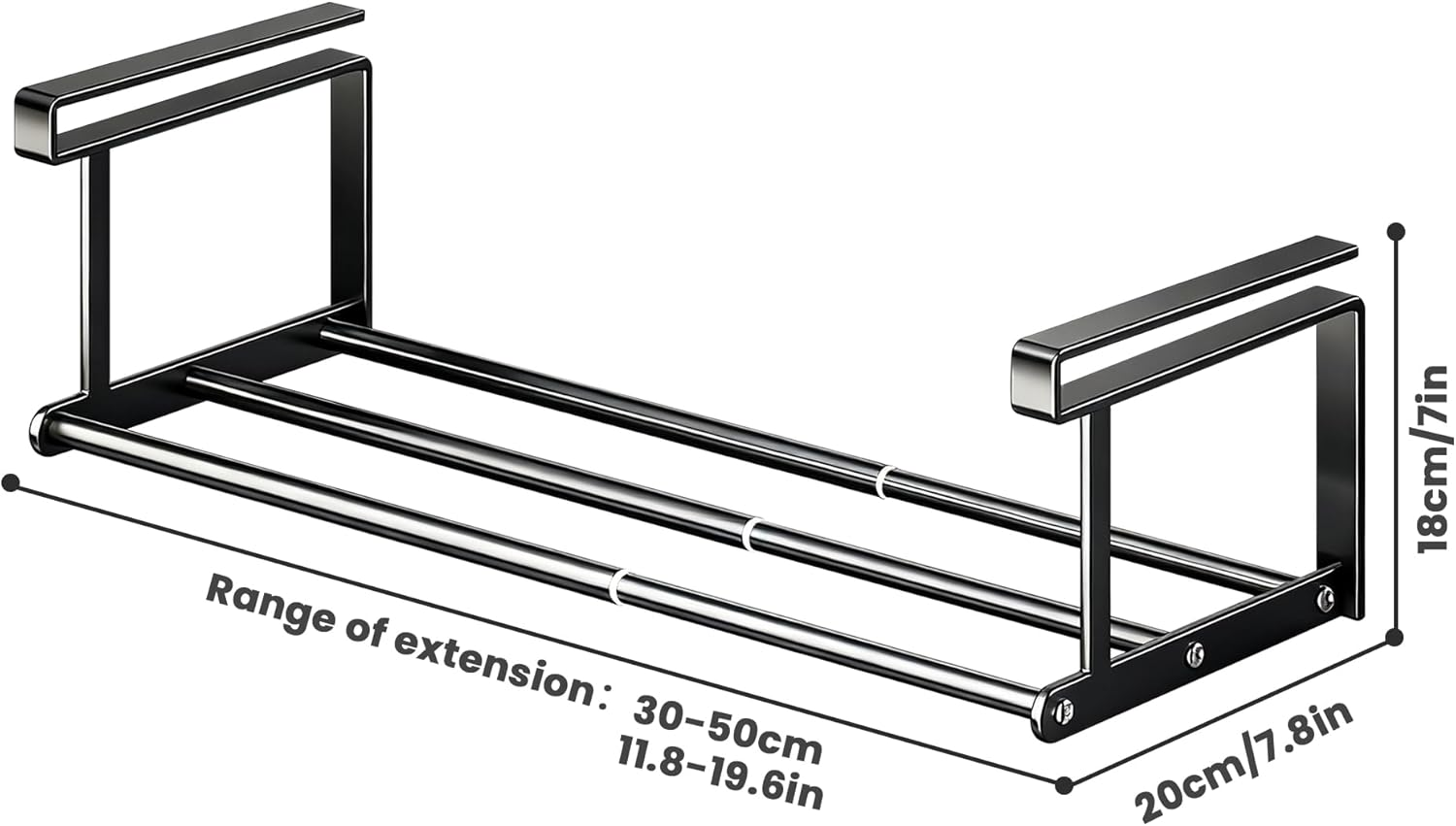 Expandable Shoe Rack Organizer - Adjustable Shoe Rack & under Cabinet Shelf - for Shoe or Clothing Storage and Organization, under Shelf Storage (30-50)