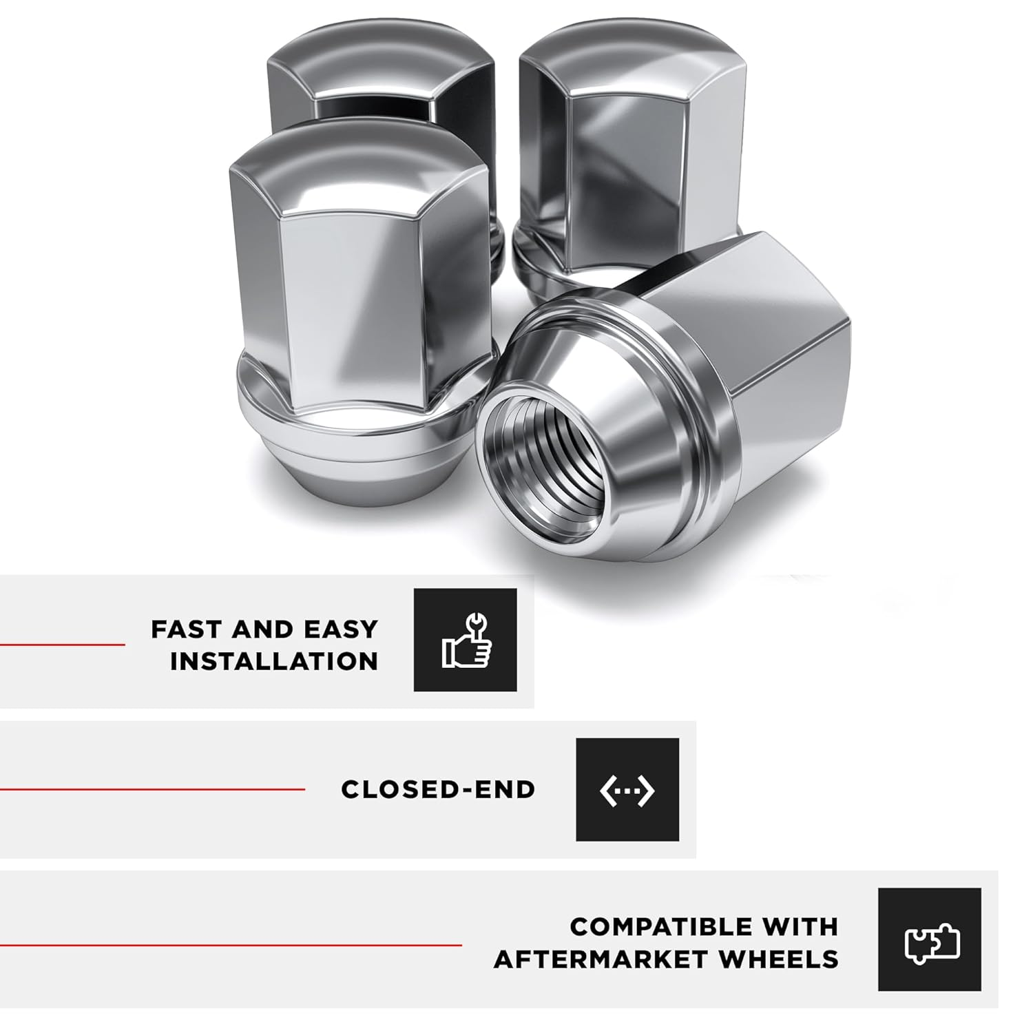 White Knight 1710D-4 Chrome 9/16" Dodge OEM Factory Style Lug Nut for Durango, Dakota, Ram 1500, 4 Pack