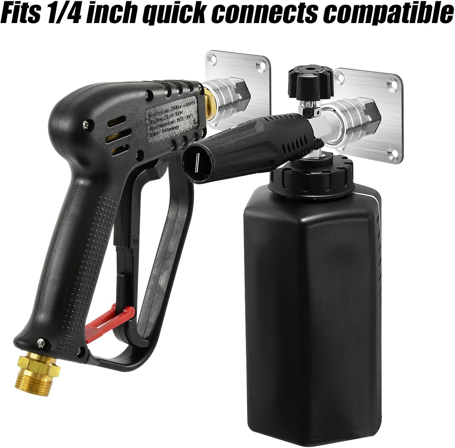 PEUTIER 2 Pieces Pressure Washer Foam Cannon Holder, 1/4" Quick Connect Automatic Foam Cannon Wall Mount Bracket, Stainless Steel Nozzle Tip Holder Pressure Washer Gun Accessories Storage Rack image number 4