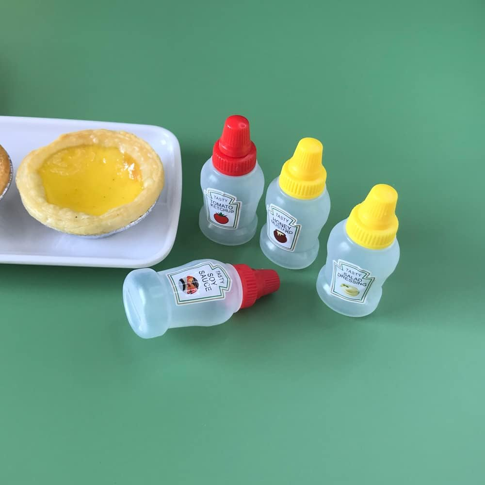 4Pcs Mini Condiment Squeeze Bottle Ketchup/Soy Sauce/Honey/Salad Dressing Container Portable Reusable Lunchbox Dispensers with Screw Cap,25Ml image number 2
