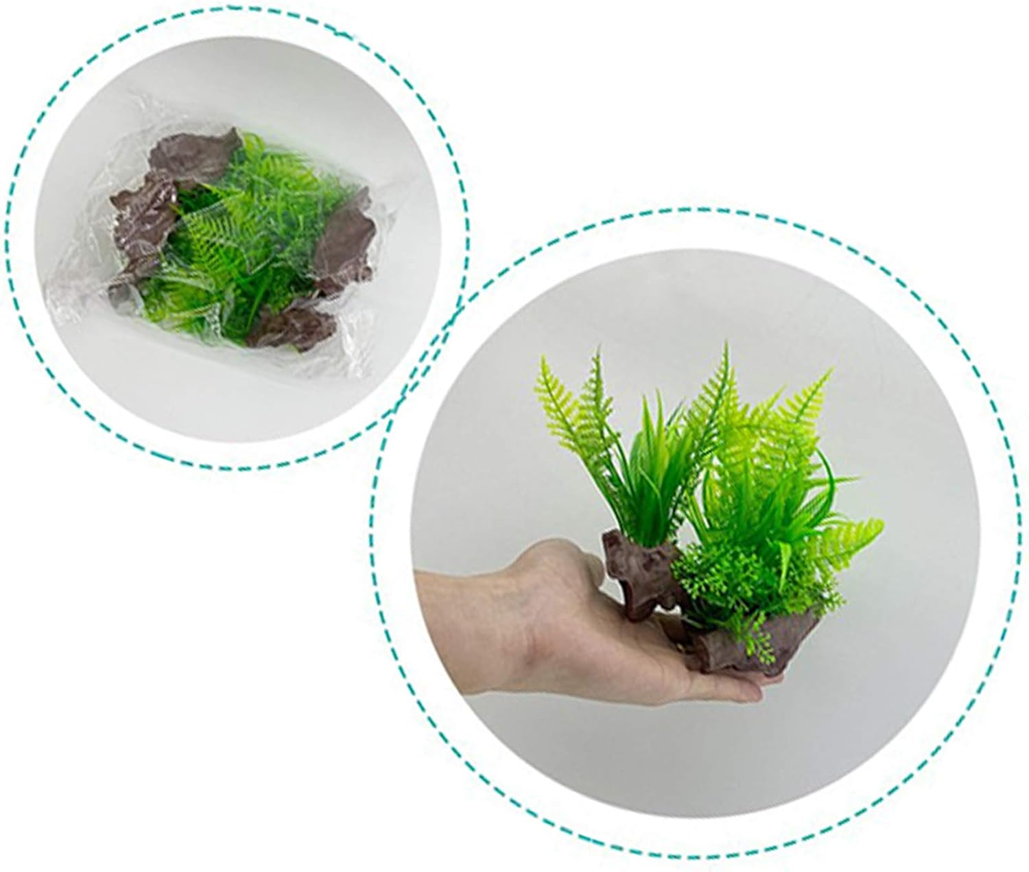 2 Pcs Aquarium Fish Tank Plants, Artificial Plastic Aquatic Plants with Rockery Base, Aquarium Decoration Accessories Aquarium Simulation Hydroponic Plants for Fish Tank for All Fish & Pets image number 1