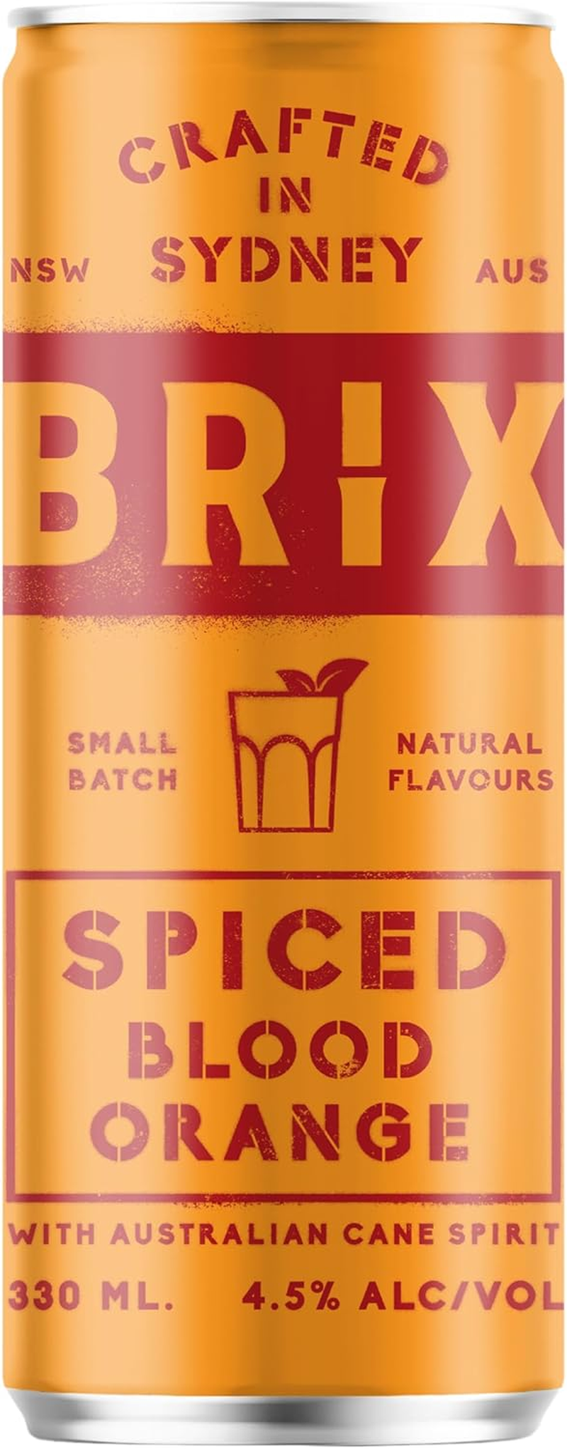 Brix Spiced Blood Orange Sparkling Canned Cocktail 4.5% 330Ml (Pack of 4)