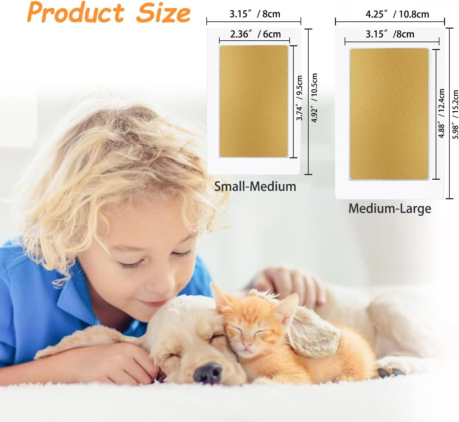 Inkless Pet Paw Print Kit,No-Mess Dog/Cat Nose & Paw Impression Set,Memorial Keepsake Cards, 2 Sizes, Quick-Dry & Vet-Safe (Gold, Small-Medium 4-Pack) image number 5