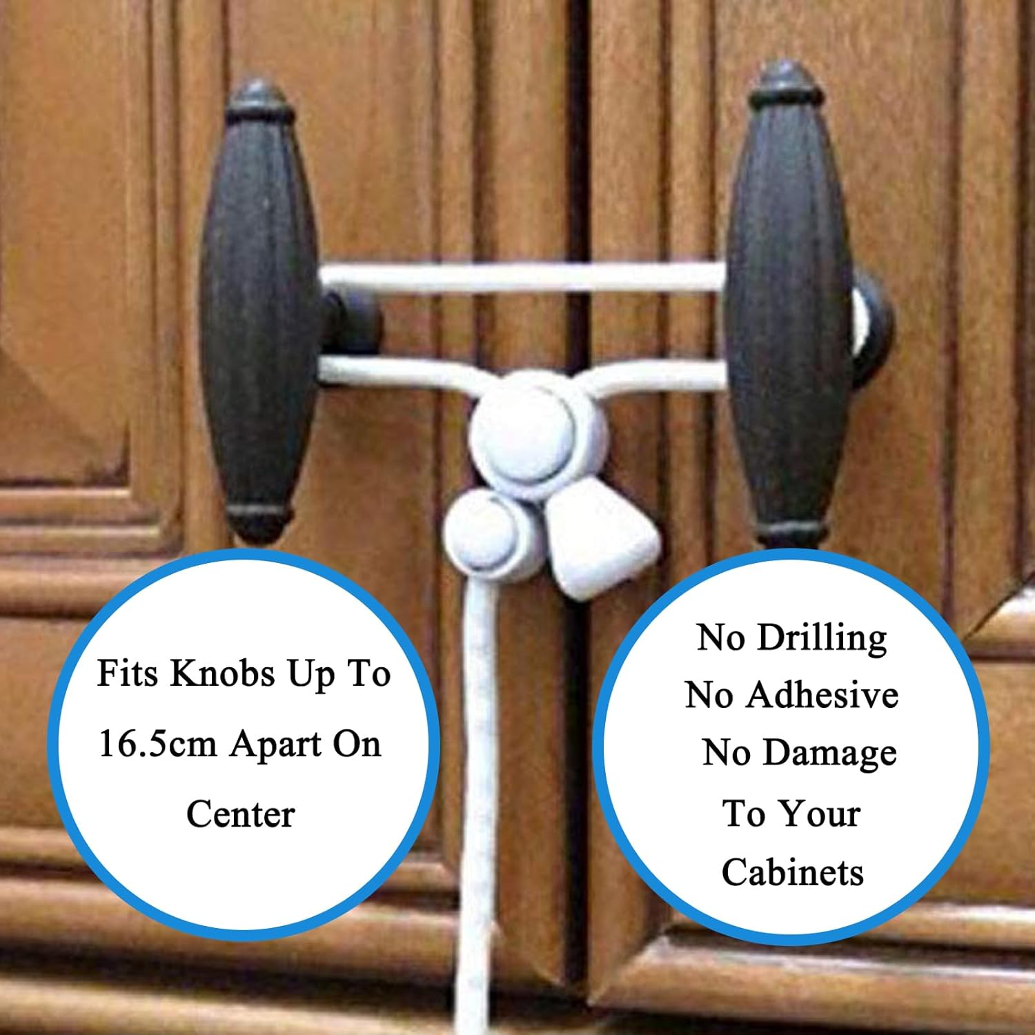 Baby Safety Cabinet Locks for Knobs - Upgraded Child Safety Cabinet Latches for Home Safety Strap for Baby Proofing Cabinets Kitchen Door RV No Drill No Screw No Adhesive 5 Pack White image number 4