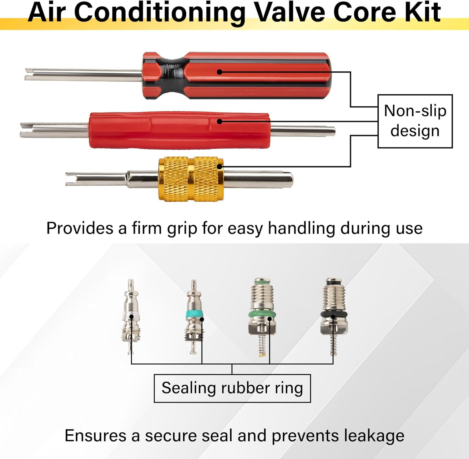 39 PCS Air Conditioning Valve Core Accessories Kit, R12 R134A Refrigeration Schrader Tire Valve Stem Cores with Single & Dual Heads Valve Core Remover Installer Tool, HVAC System Seal Caps Kit image number 1
