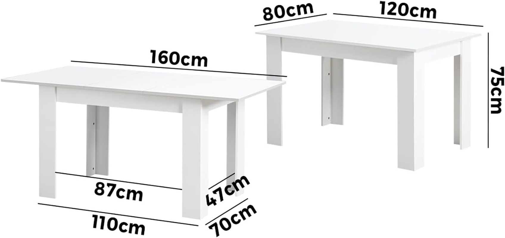 Oikiture 160Cm Dining Table Extendable Rectangular Dining Table for Home Kitchen and Dining Room White image number 5