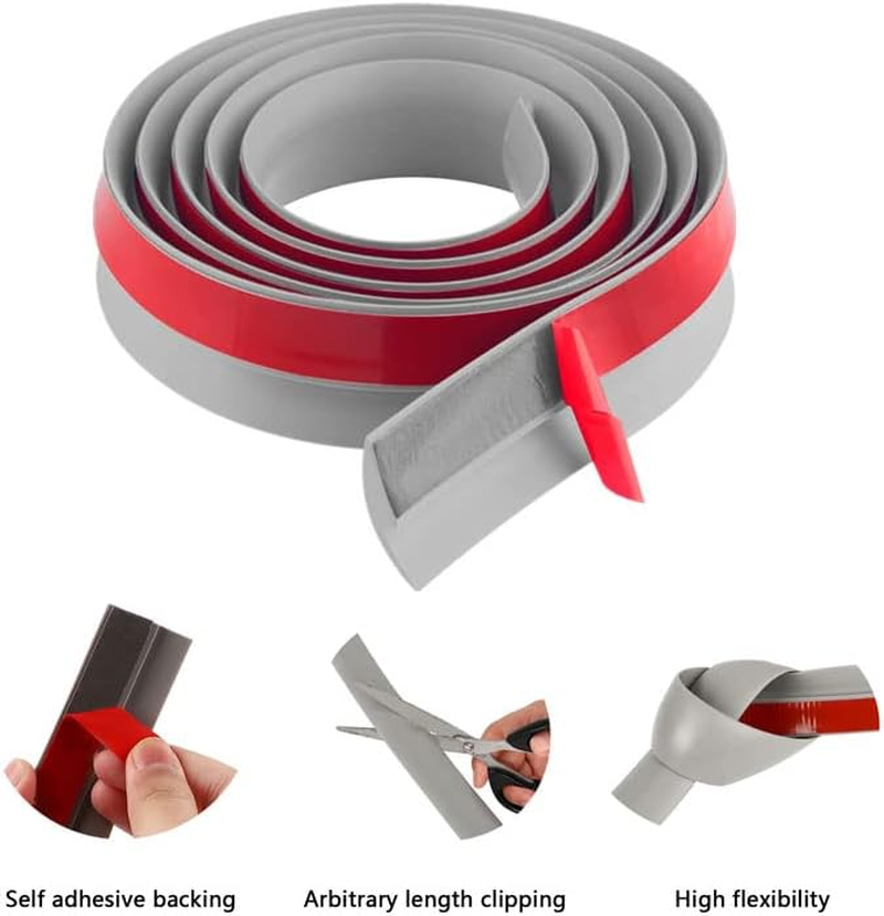 PVC Floor Transition Strip, 5M(16.4') Carpet & Floor Edging Trim, Peel and Stick Molding Trim for Threshold Transitions with a Height Less than 10 Mm, Carpet to Tile Transition Strip-Gray