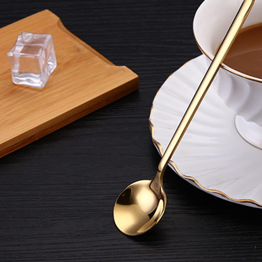 Stainless Steel Espresso Spoons Gold Plated Teaspoons Set Coffee Sugar Spoons for Cake 8PCS Stainless Steel Espresso image number 5