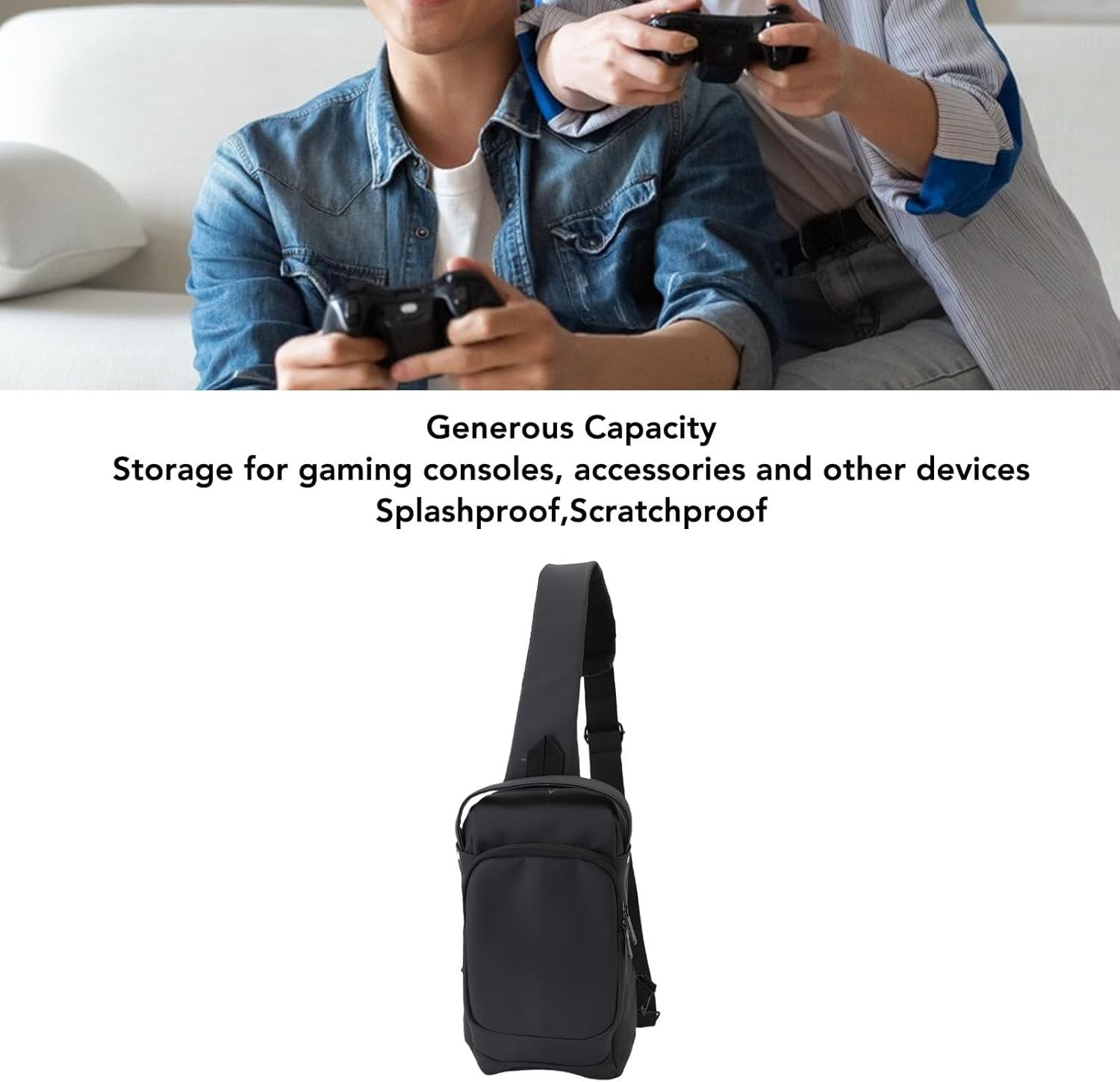 MENDUNER Handheld Gaming Console Sling Bag, Carrying Case Fit for Steam Deck OLED, Large Storage Space Retro Gaming Consoles Accessories Travel Bag image number 3