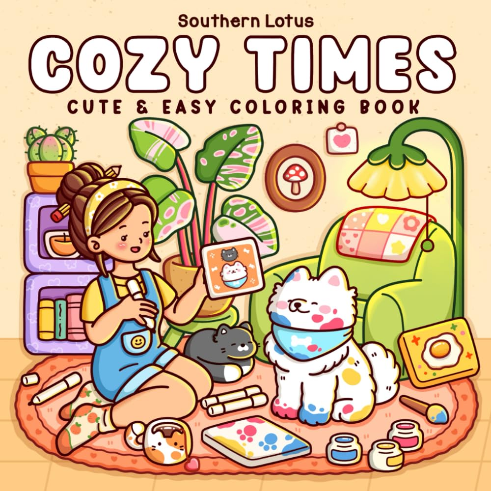 Cozy Times: Coloring Book for Adults and Teens Featuring Girls, Boys, and Pets in Chill Moments and Relaxing Times for Relaxation image number 1