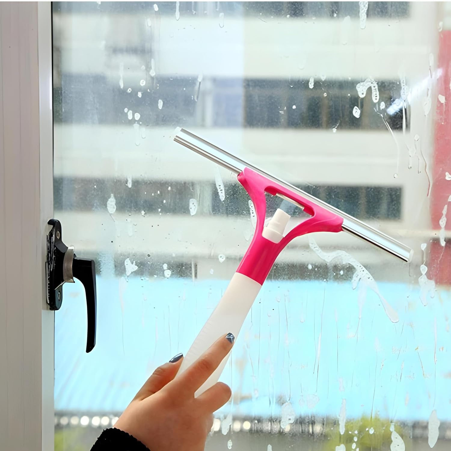 PARENCE. - Cleaning Squeegee with Integrated Sprayer - Versatile, Easy and Effective Window Cleaning - 30 X 25 Cm, Random Colour image number 3