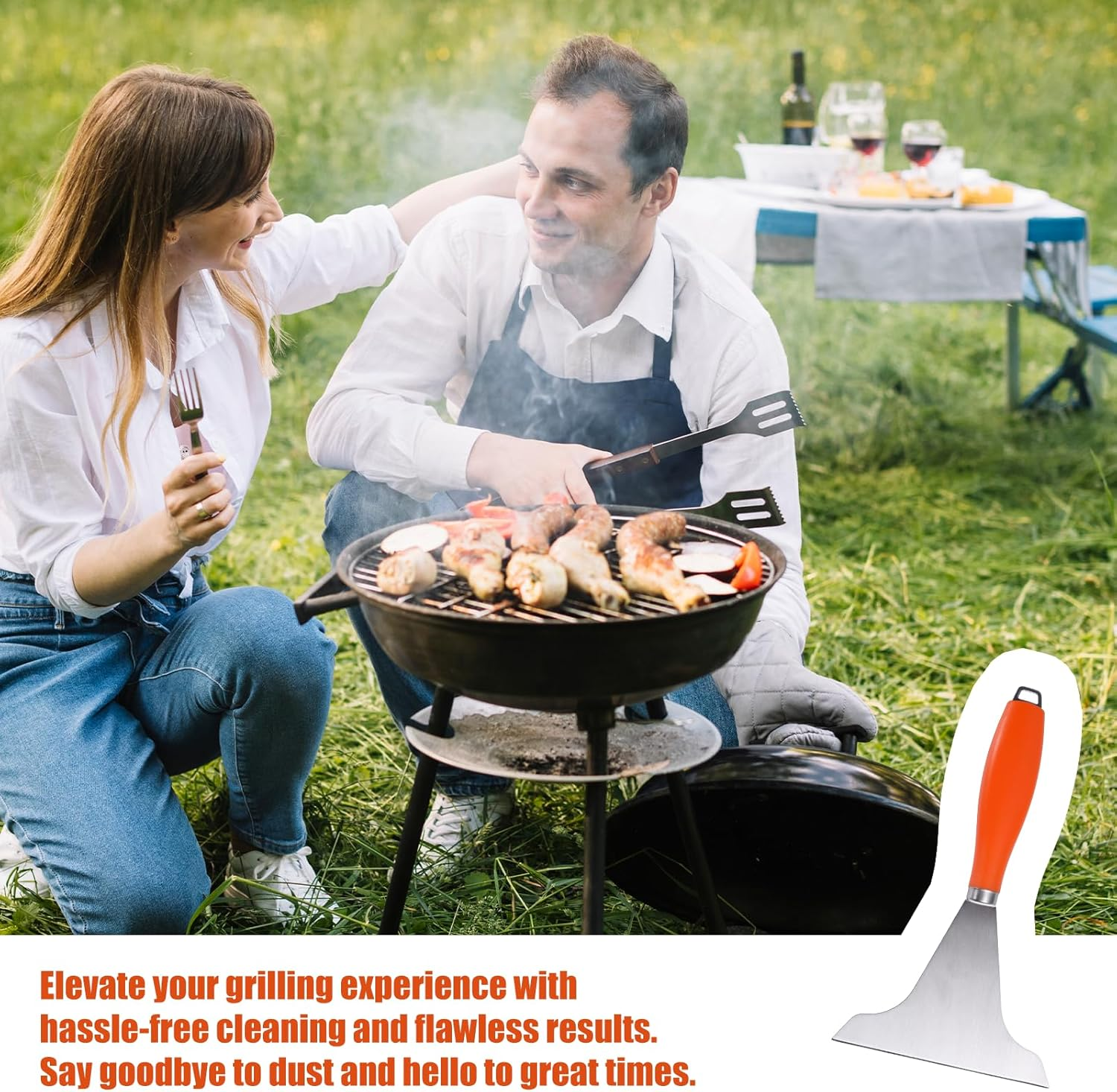 Gosknor Griddle Scraper for Flat Top, Stainless Steel Griddle Scraper Outdoor Anti-Slip Durable Grill Scraper for Outdoor Grill Flat Top Grill Accessories image number 5