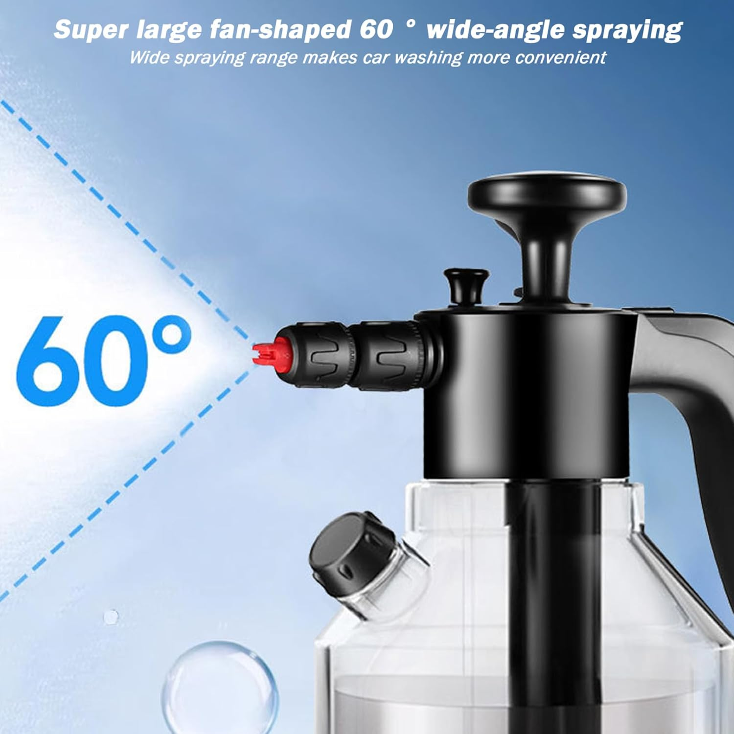 2L Car Foam Sprayer, Hand Pressure Snow Foam Bottle, Automatic Spray Snow Sprayer, Clear Pump for Car Cleaning, Garden Watering image number 1