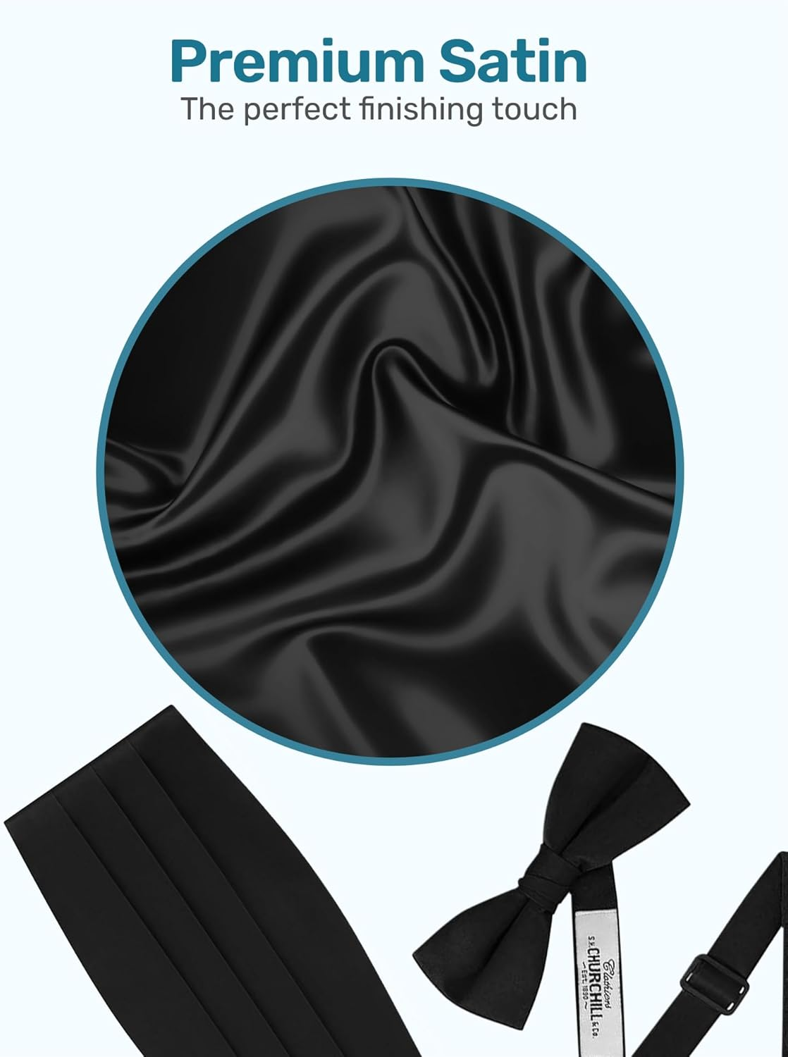 Men'S Formal Satin Bowtie and Cummerbund Set - Emerald Green image number 6