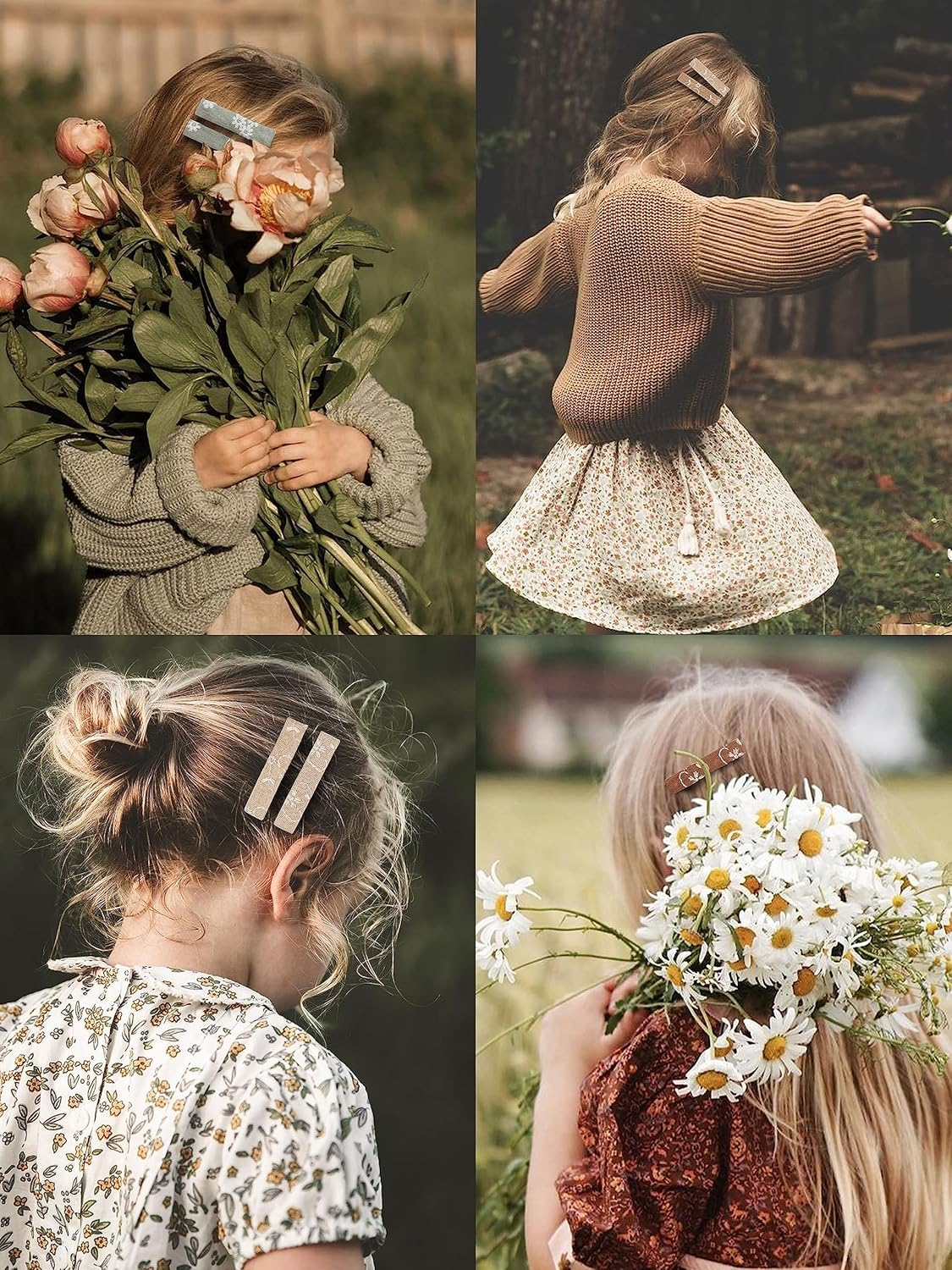 20Pcs Hair Clips for Women Girls Toddler Baby Bang,Fully Lined Alligator Barrettes with Linen Flower Embroidery,Handmade Hair Accessories for Kids Child Youth School Age Girls Thin Thick Hair - All Seasons image number 7