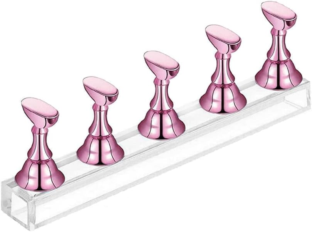 2022 Nail Tip Display Stand Holder Magnetic Practice Art Training Tool Finger AU (Gold)