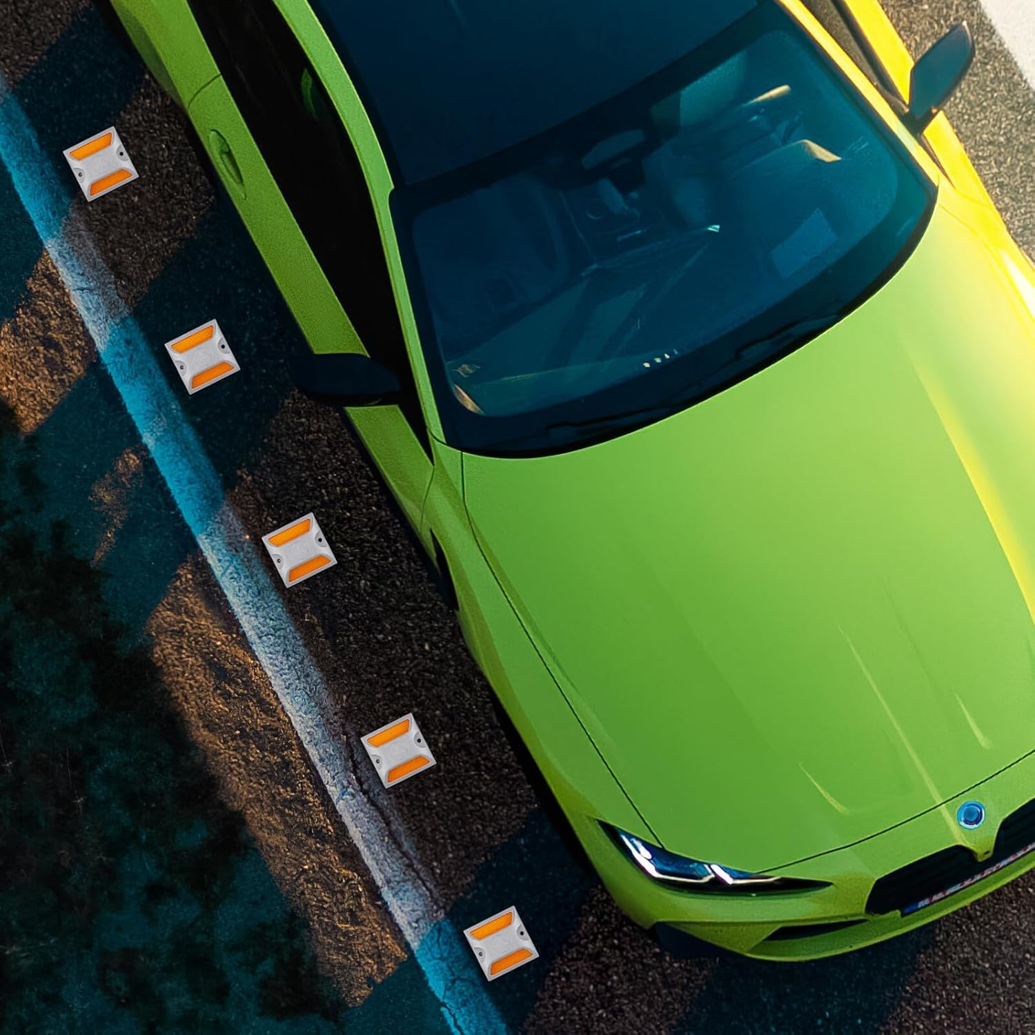 2Pcs Reflective Road Pavement Marker Driveway Marker Reflectors Road Studs Reflective Aluminum Track Nails for Driveway Emergency Roadside Reflectors image number 4