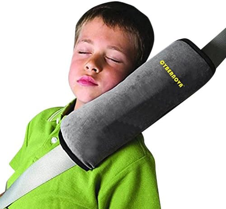 CYBERNOVA Car Vehicle Seat Belt Harness Shoulder Pad Cover Cushion Head Support for Kids Children during Travelling (Grey) - Blue image number 7