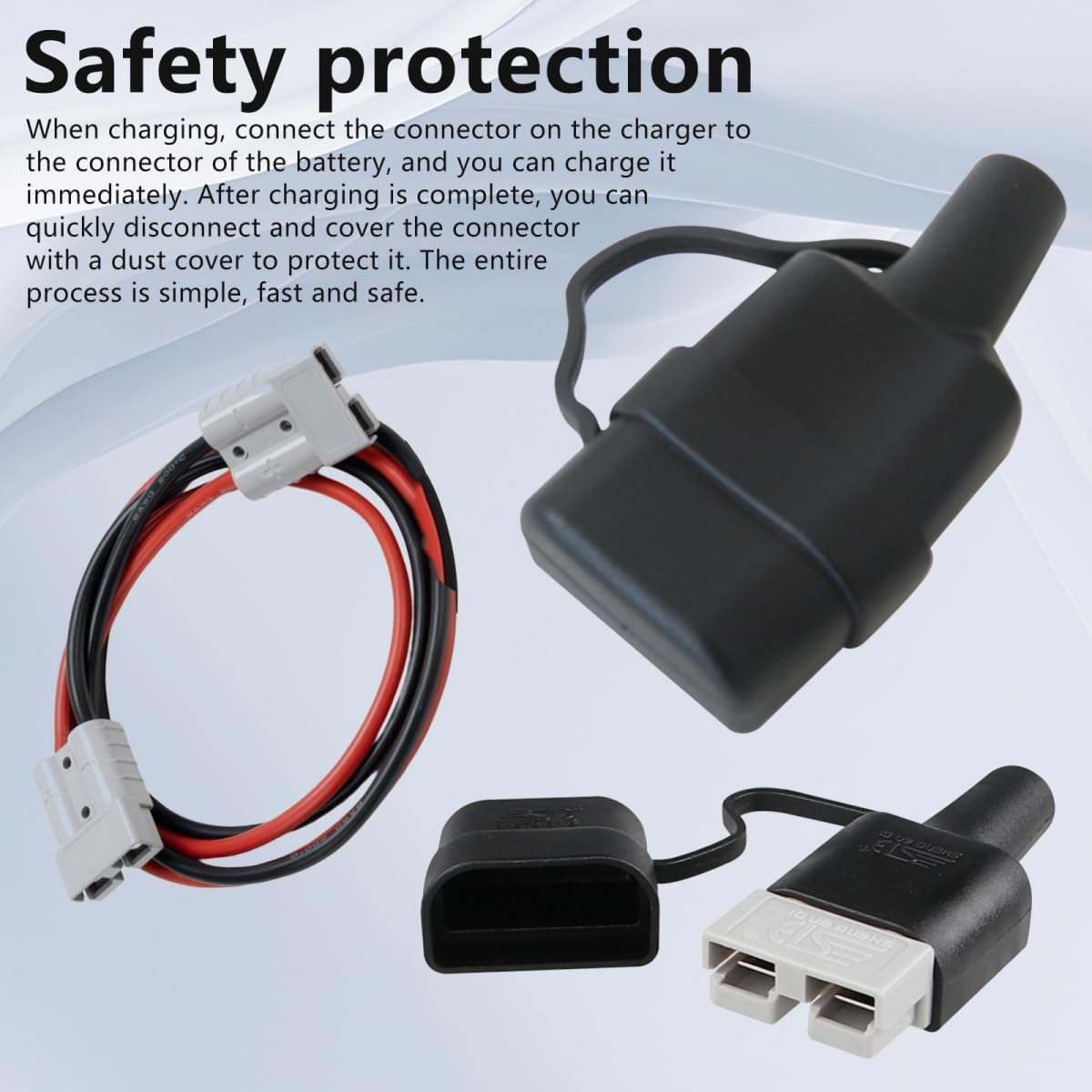 4Pcs 50A for Anderson Plug Dust Cable Sheath Cover with Cap Waterproof Cap - Black image number 5