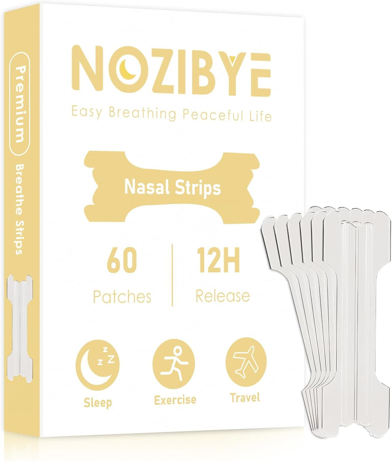 Nasal Strips, Nose Strips for Sleeping (60 Pack, Clear) - Breathe Strips