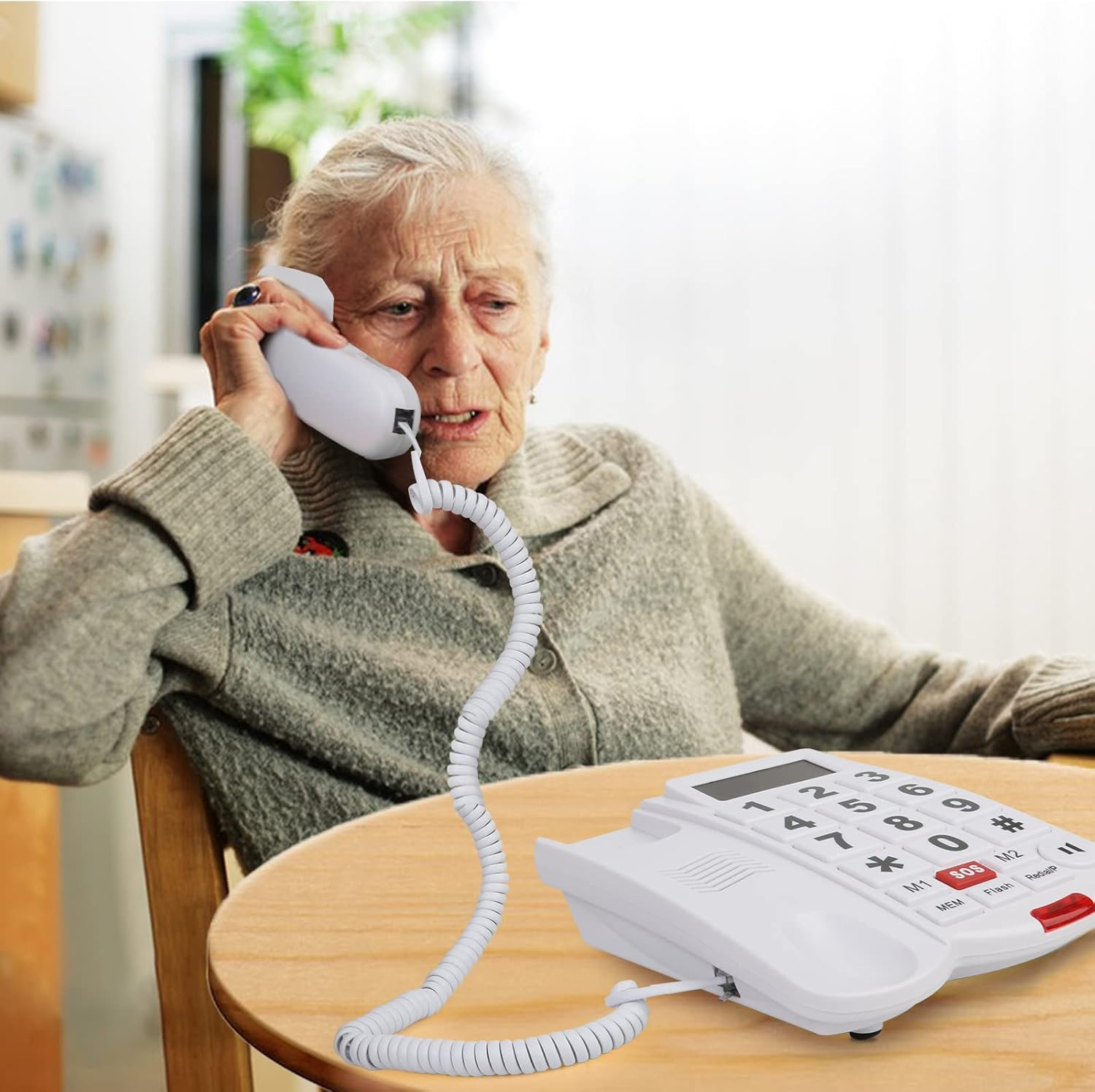 Big Button Landline Phone for Seniors, Elderly, Caller ID, Extra Loud Ringer, Indicator Light, SOS Emergency Corded Telephone for Hearing and Visually Impaired image number 1