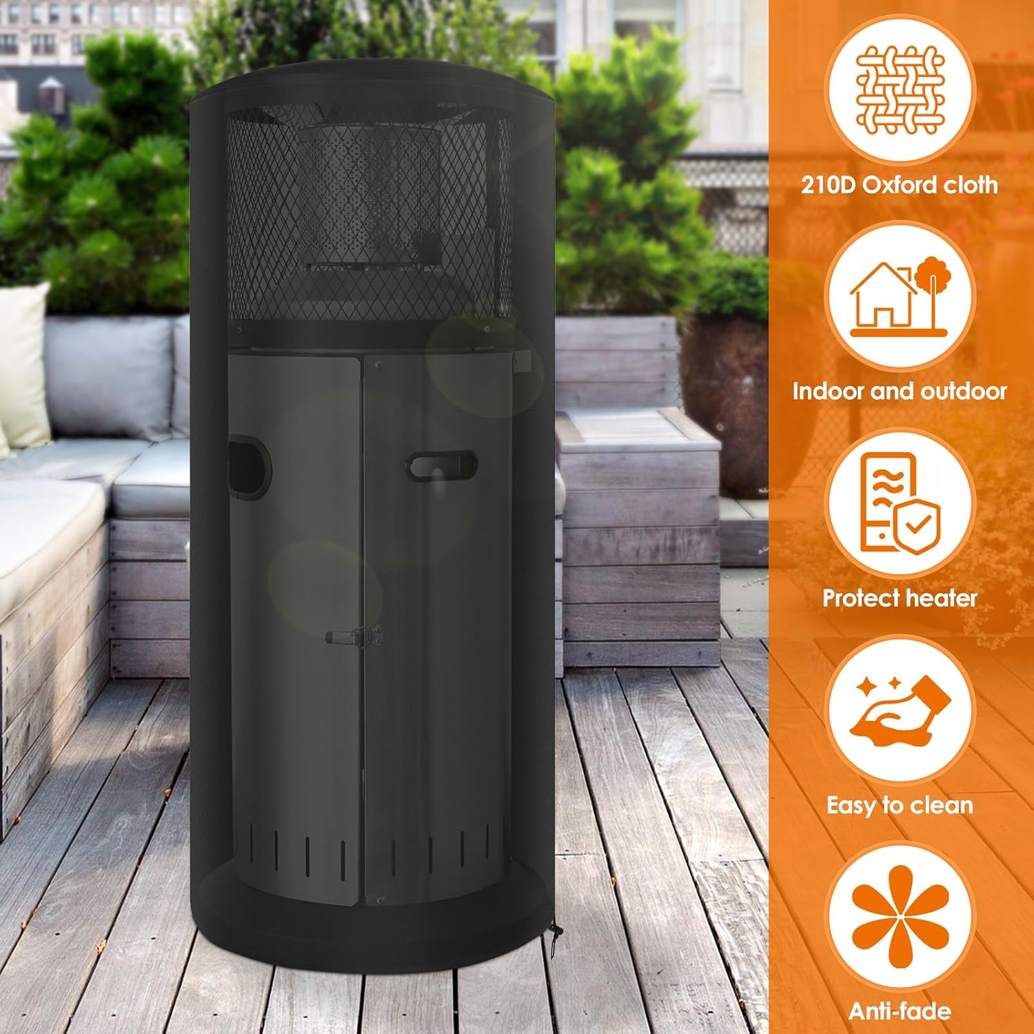 Fxvhojq Oxford Cloth Patio Heater Cover Outdoor Electric Heater Storage Cover Heavy Duty Waterproof Outdoor Garden Heater Cover Windproof round Furniture Protector with Adjustable Drawstring image number 1