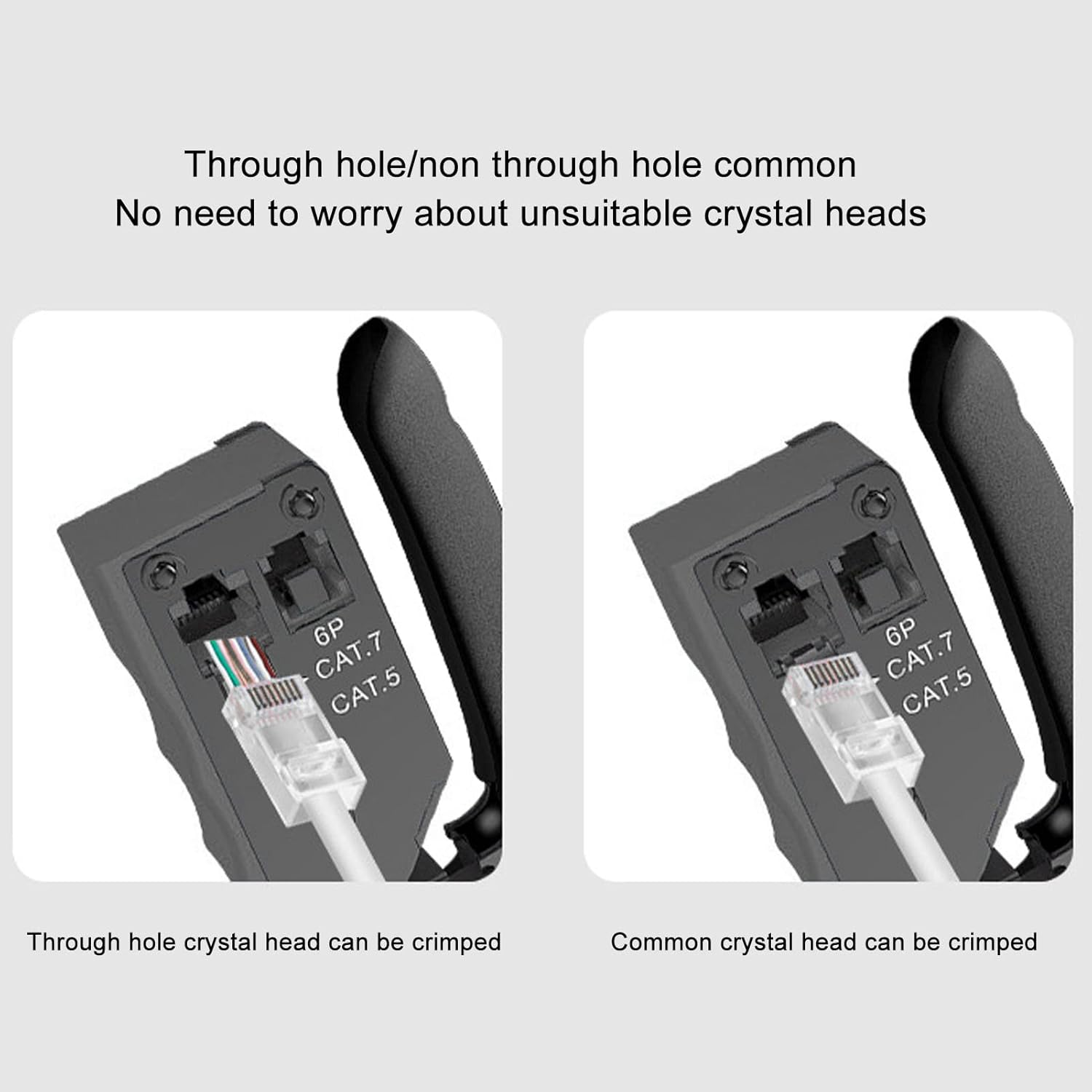 RJ45 Crimp Tool, High Carbon Steel Skid Handle Cable Crimping Tool Adjustable Crimping Mode for Cat5E