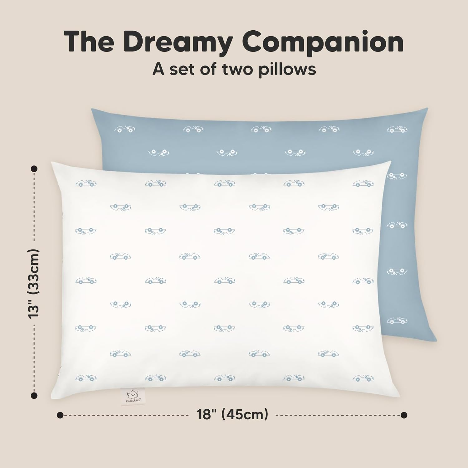2-Pack Toddler Pillow - Soft Organic Cotton Toddler Pillows for Sleeping - Small Pillow for Kids - Kids Pillows for Sleeping - Kids Pillow for Travel, School, Nap, Age 2 to 5 (Roadsters) image number 4