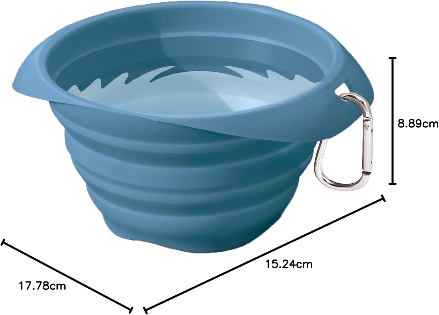 Kurgo Collaps-A-Bowl, Collapsible Dog Food and Water Travel Bowl, BPA Free, Includes Carabiner, Blue image number 2