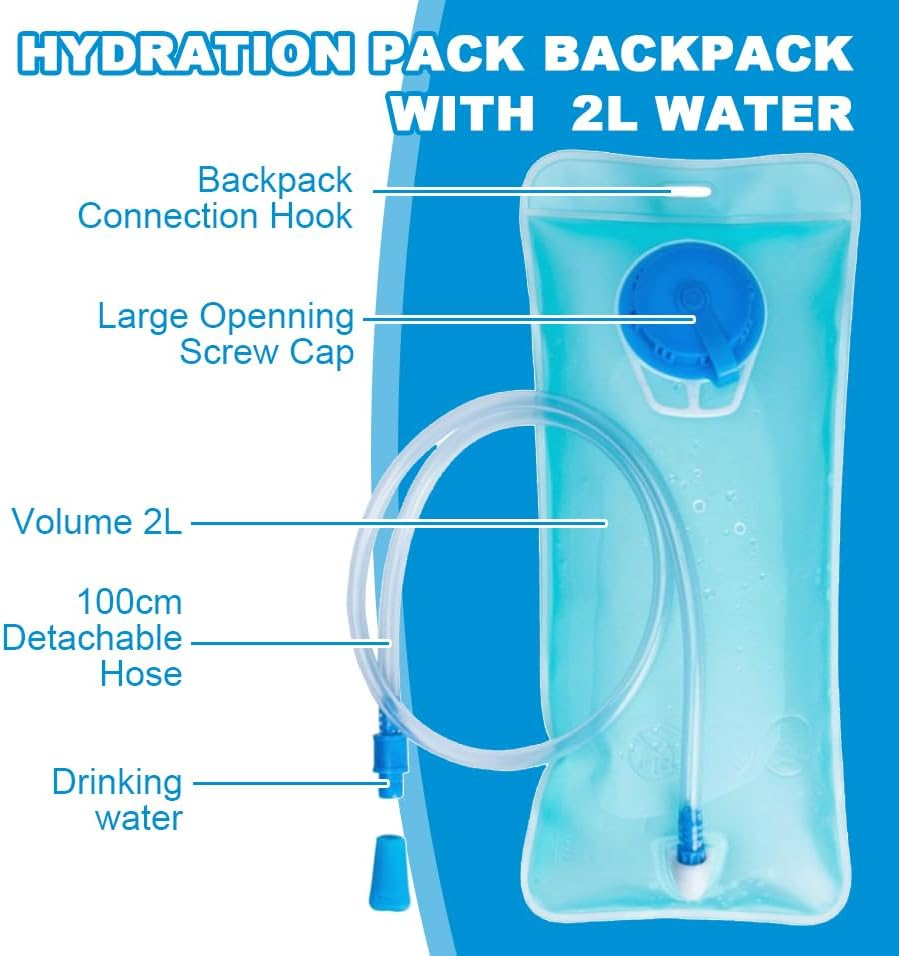 Hydration Pack, Hydration Backpack with 2L Water Bladder, Running Water Vest, Sport Hydration Water Backpack for Men Women Hiking Running Cycling Biking image number 6