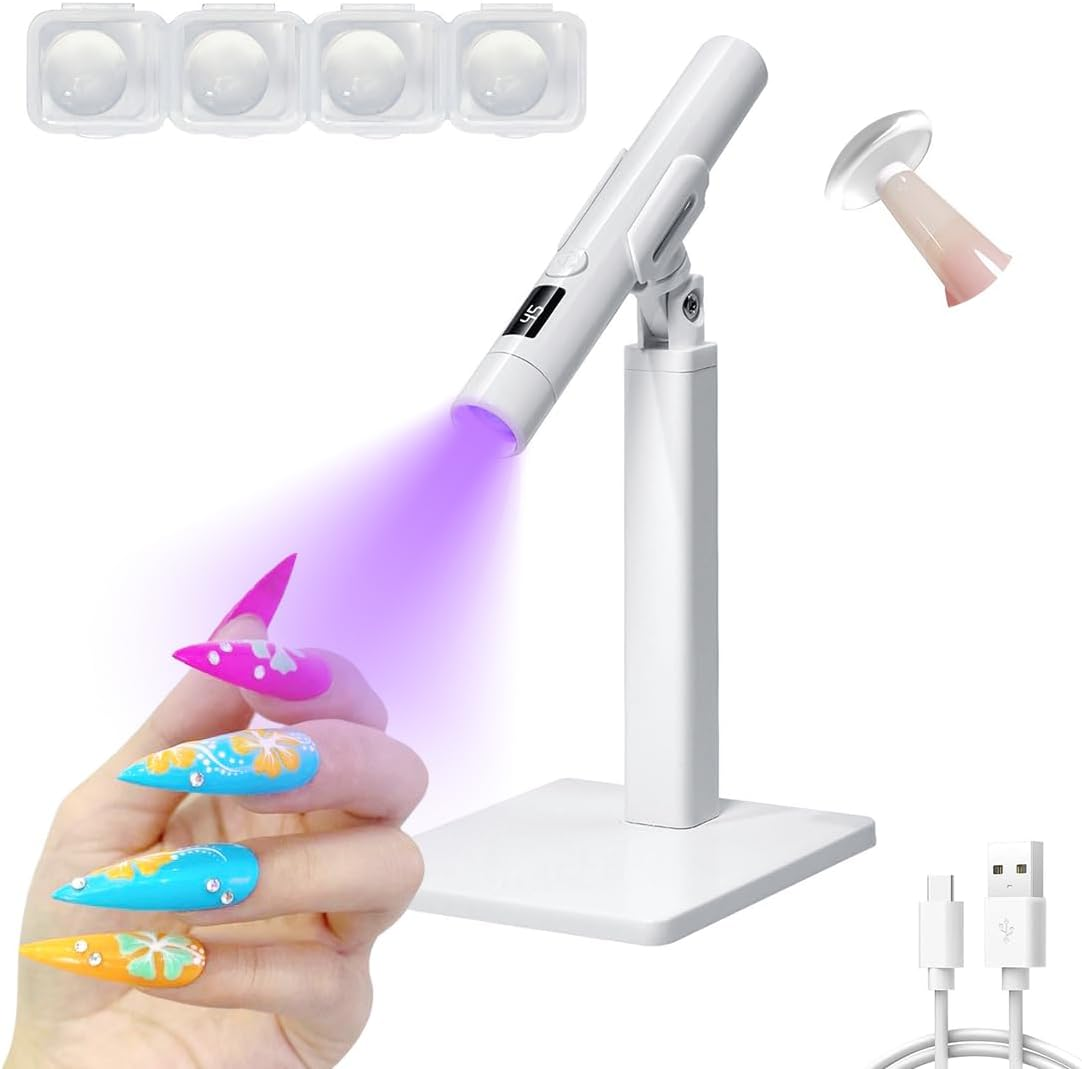 Handheld UV Light for Nails,Rechargeable Portable UV Nail Lamp,Mini Nail Dryer LED Light with 2-Timer Modes and Magnetic Stand,Fast Curing, Suitable for Home DIY Manicure