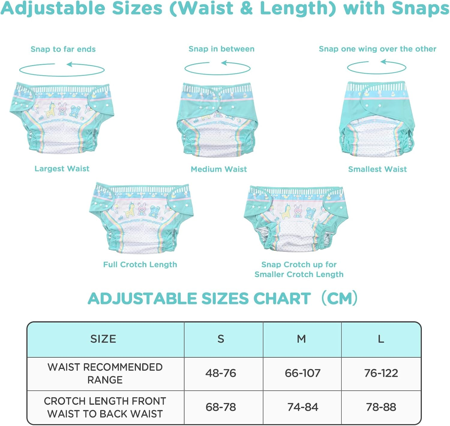 Littleforbig Washable Adjustable Reusable Waterproof Cloth Adult Diaper Wrap Cover- Baby Parade M image number 2