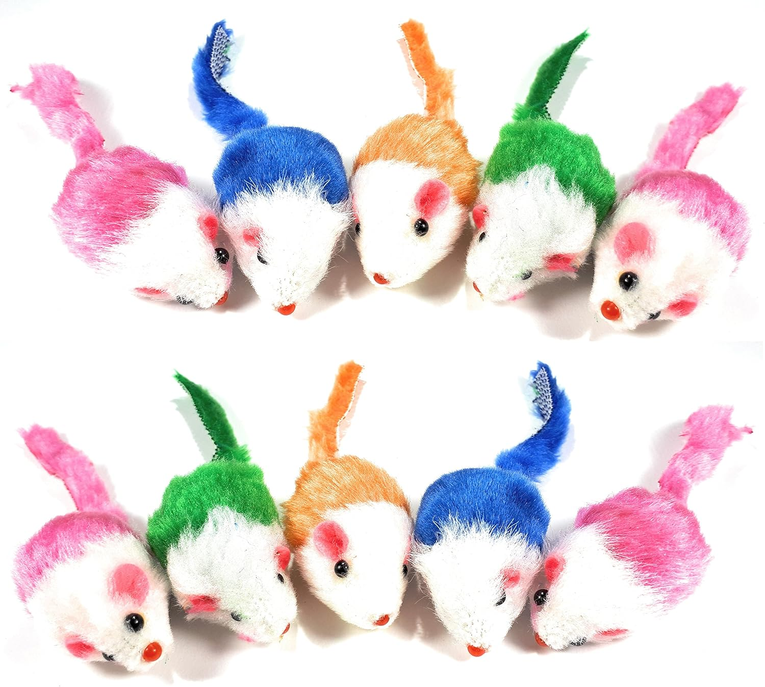 Play Fur Mice Cat Toys ? Mixed Bag of 10 Play Mice with Rattling Sounds ? 4 Color Variety Pack of Catnip Toy image number 5